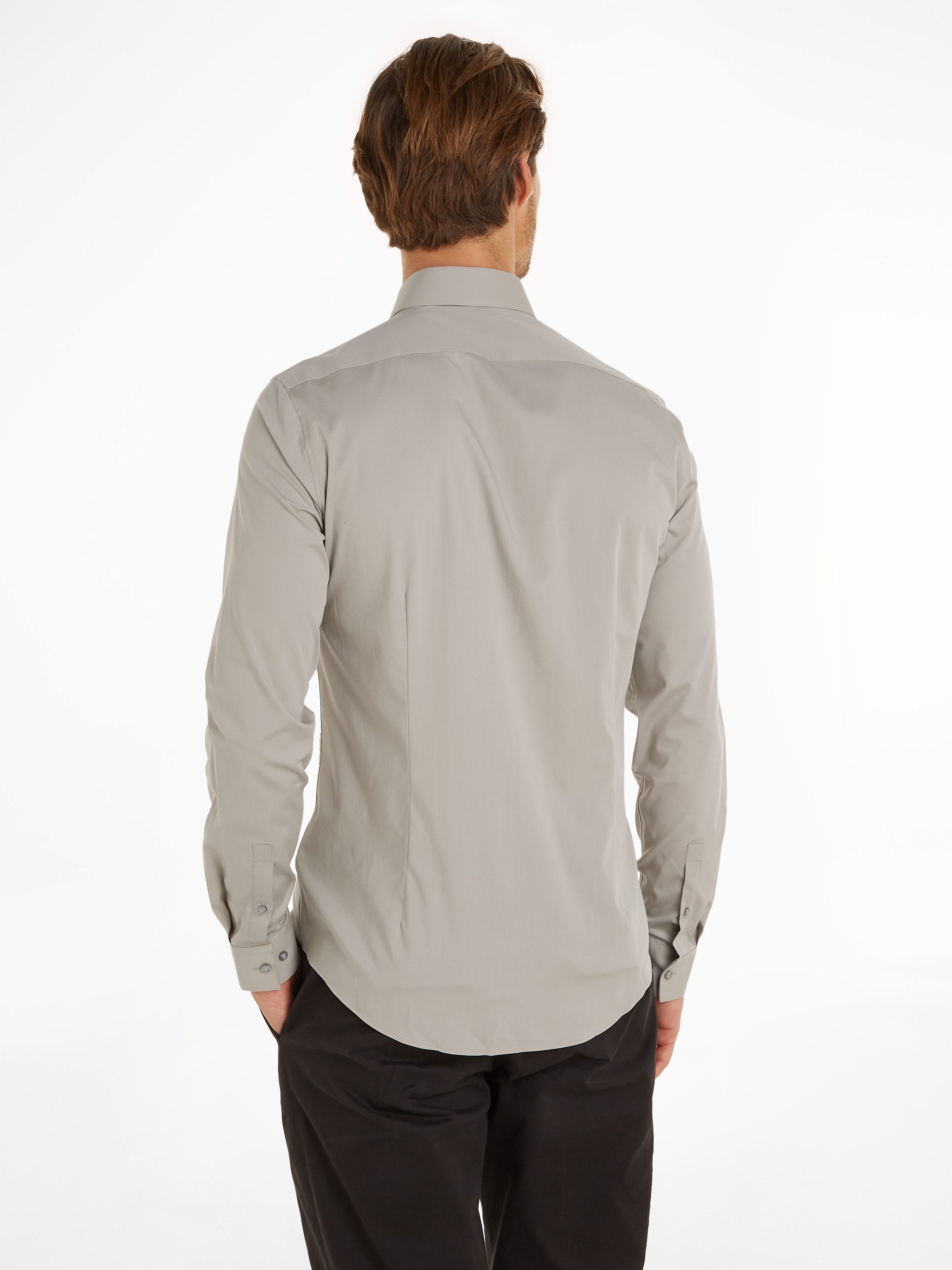 Calvin Klein Businesshemd POPLIN STRETCH SLIM SHIRT mit Kentkragen, Logopri günstig online kaufen