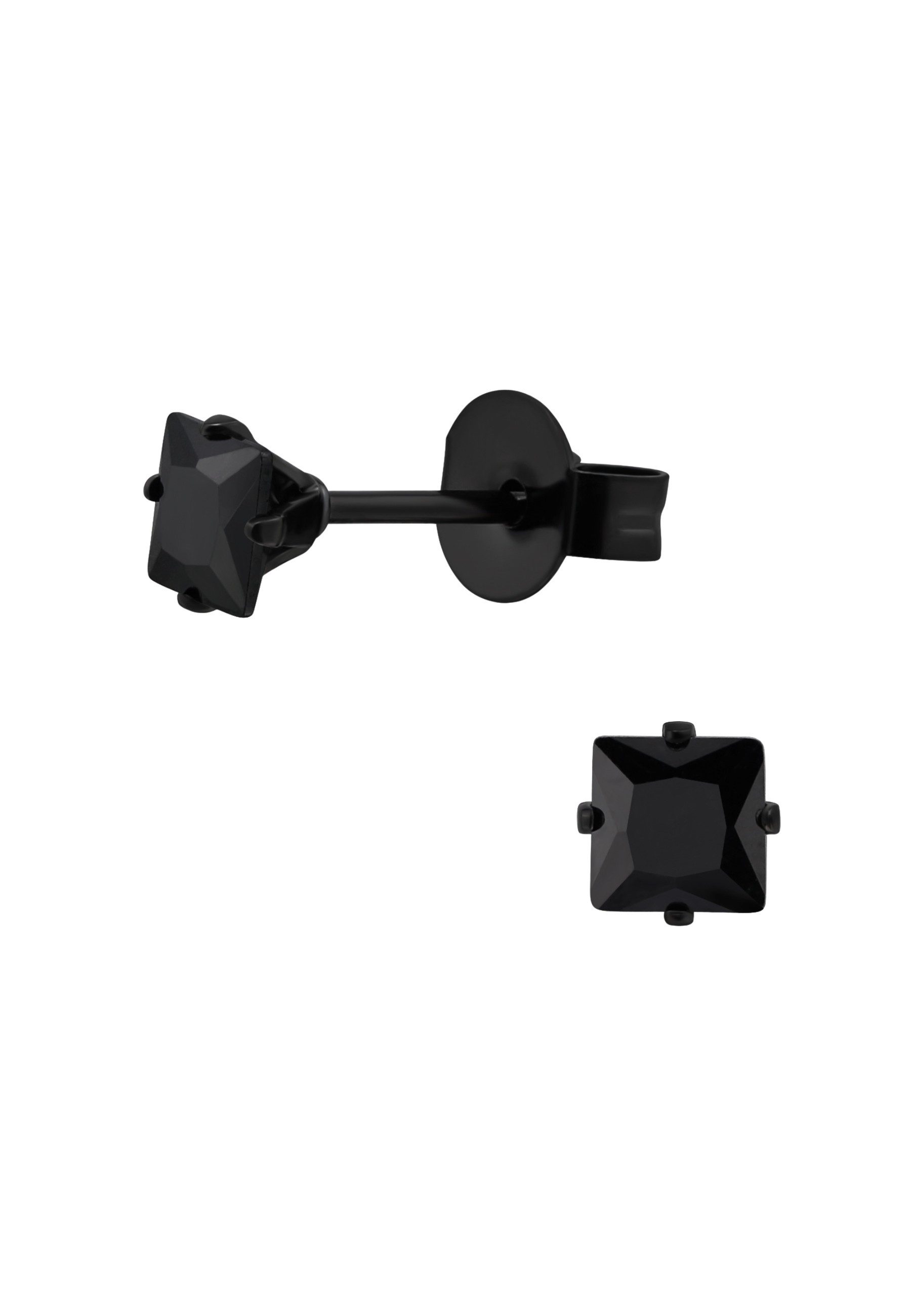 Diademita Fingerring Quadratische 4 mm Ohrstecker aus Edelstahl mit Zirkoni günstig online kaufen