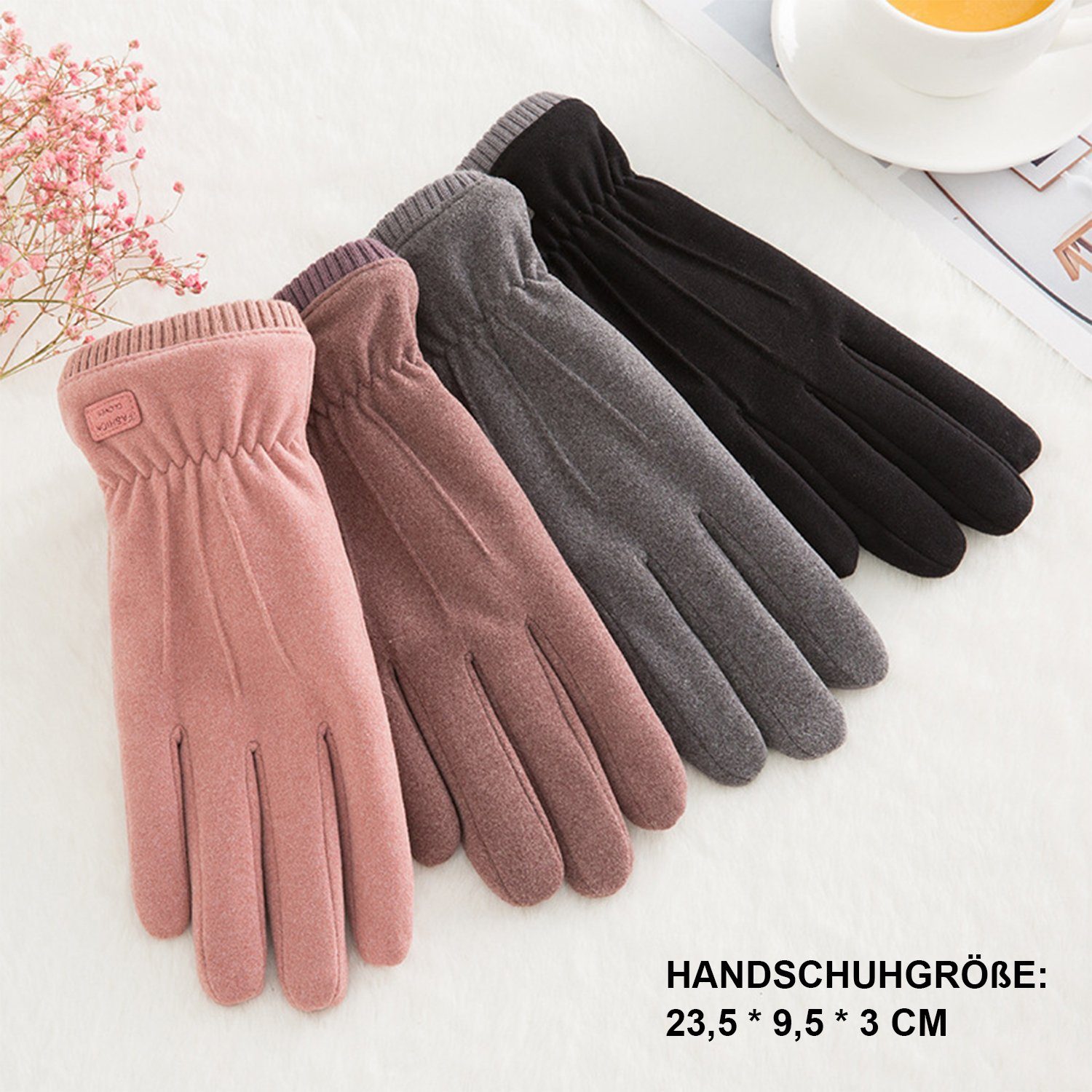 MAGICSHE Fleecehandschuhe Handschuhe Damen Warm Winter Rosa Touchscreen