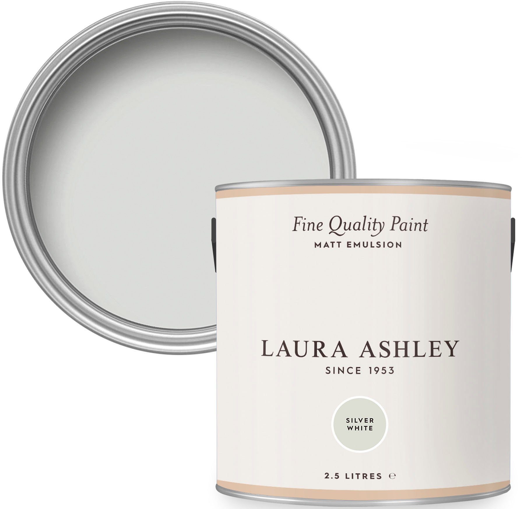 shades, Quality matt, MATT L EMULSION Wandfarbe Paint White Silver 2,5 ASHLEY LAURA grey Fine