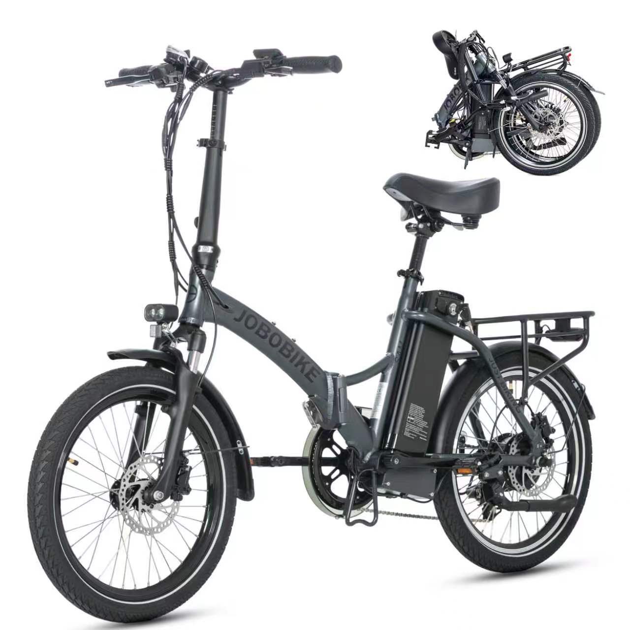 JOBOBIKE E-Bike Klapprad 20 Zoll Faltrad, Cityrad, Pedelec, 60-110km, für Damen und Herren, 7 Gang Shimano, Kettenschaltung, Heckmotor, 468 Wh, (mit Sattelrohr-Akku, 5 Stufen, mit Tiefeinsteiger-Rahmen), Faltrahmen, Federgabel,nur ca. 23kg, Elektrofahrrad mit Gepäckträger