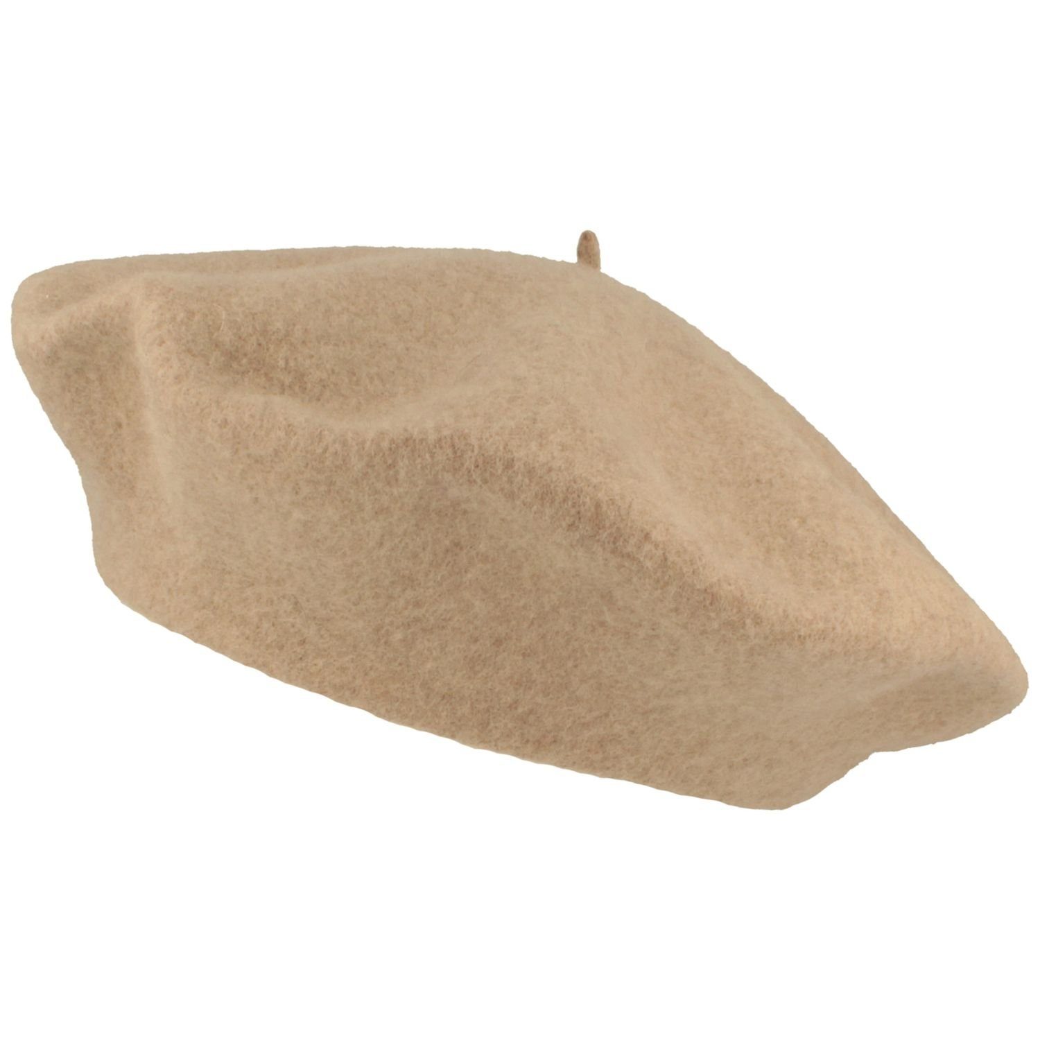 McBurn Baskenmütze Große Baskenmütze aus 100% Wolle angenehm weich 44 beige mel.