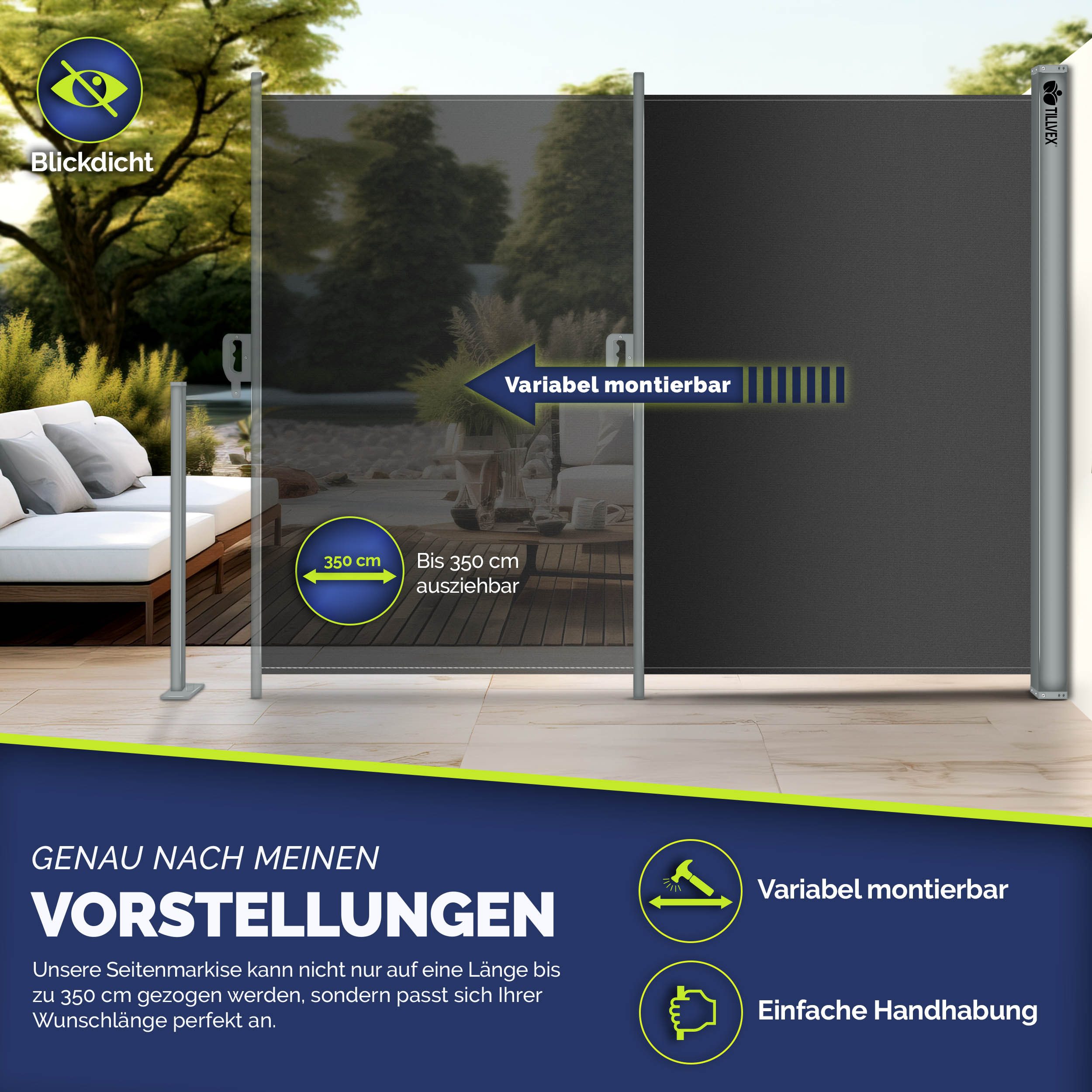 tillvex Seitenmarkise tillvex® Seitenmarkise ausziehbar Markise günstig online kaufen