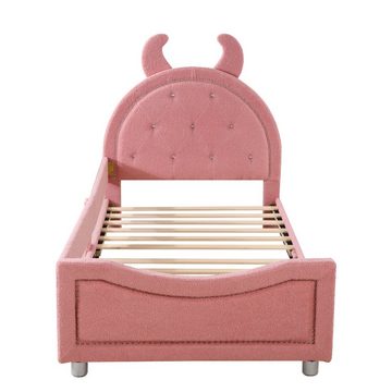 Ulife Kinderbett Polsterbett Einzelbett Gästebett Schlafsofa Bett Jugendbett, multifunktionales weiches Bett, Teddystoff