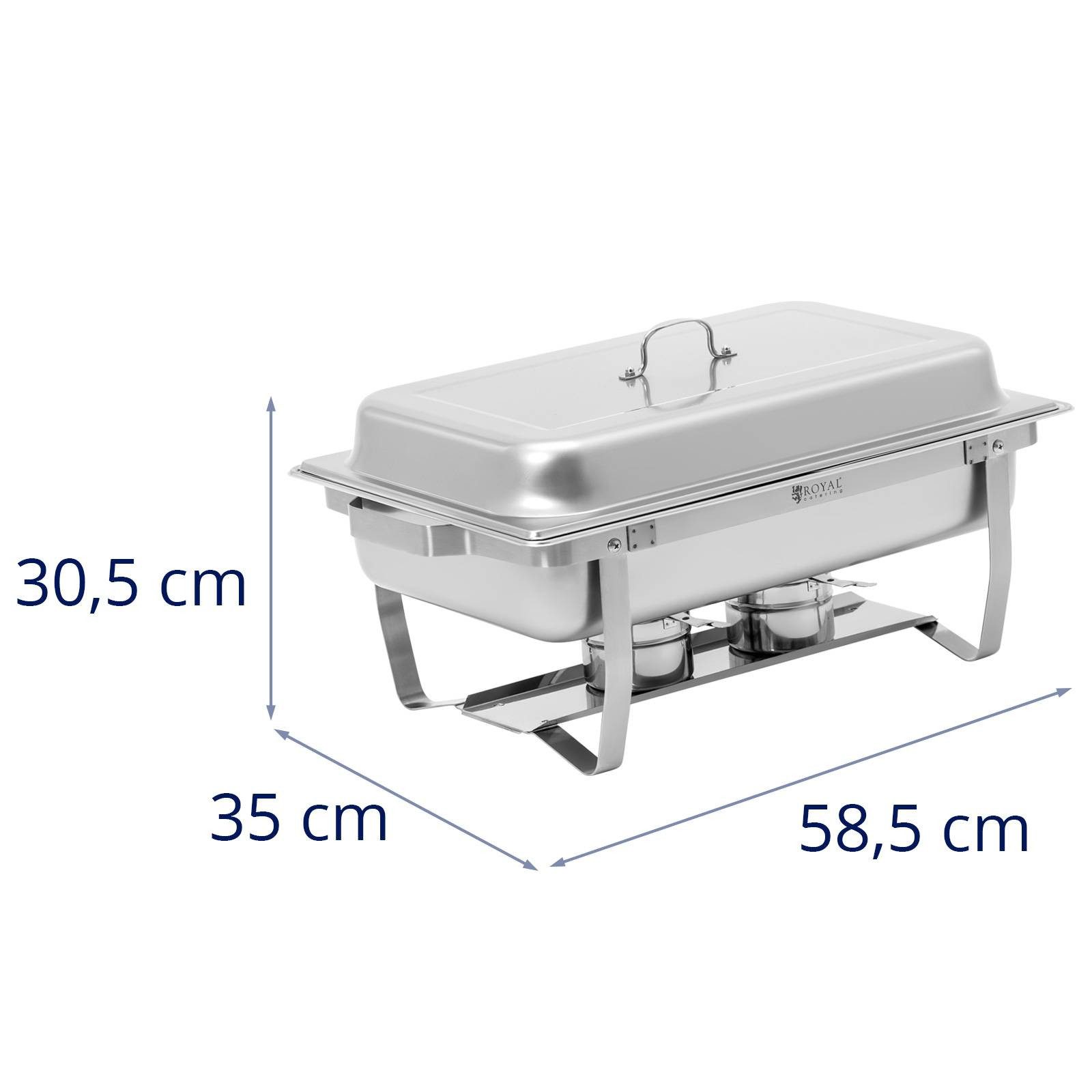 Royal Catering Speisenwärmer 2 Chafing Dishes zu je 7,5 l klappbare Gestelle 2 x GN 1/1 Rechaud, verschiedene Größen – Bild 5 von 5