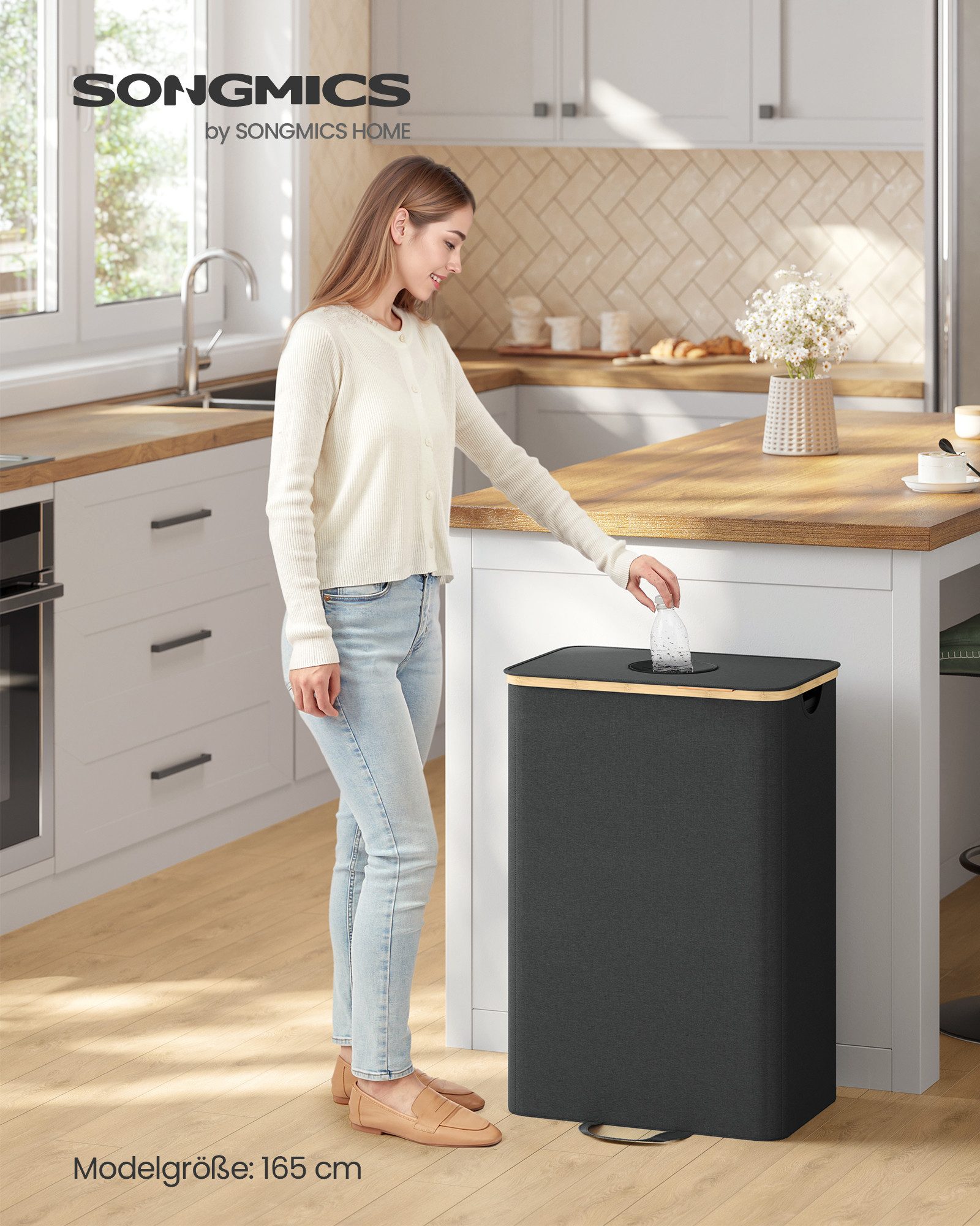 SONGMICS Flaschenkorb, Flaschensammler, Pfandflaschen, 95 / 135 L Flaschens günstig online kaufen