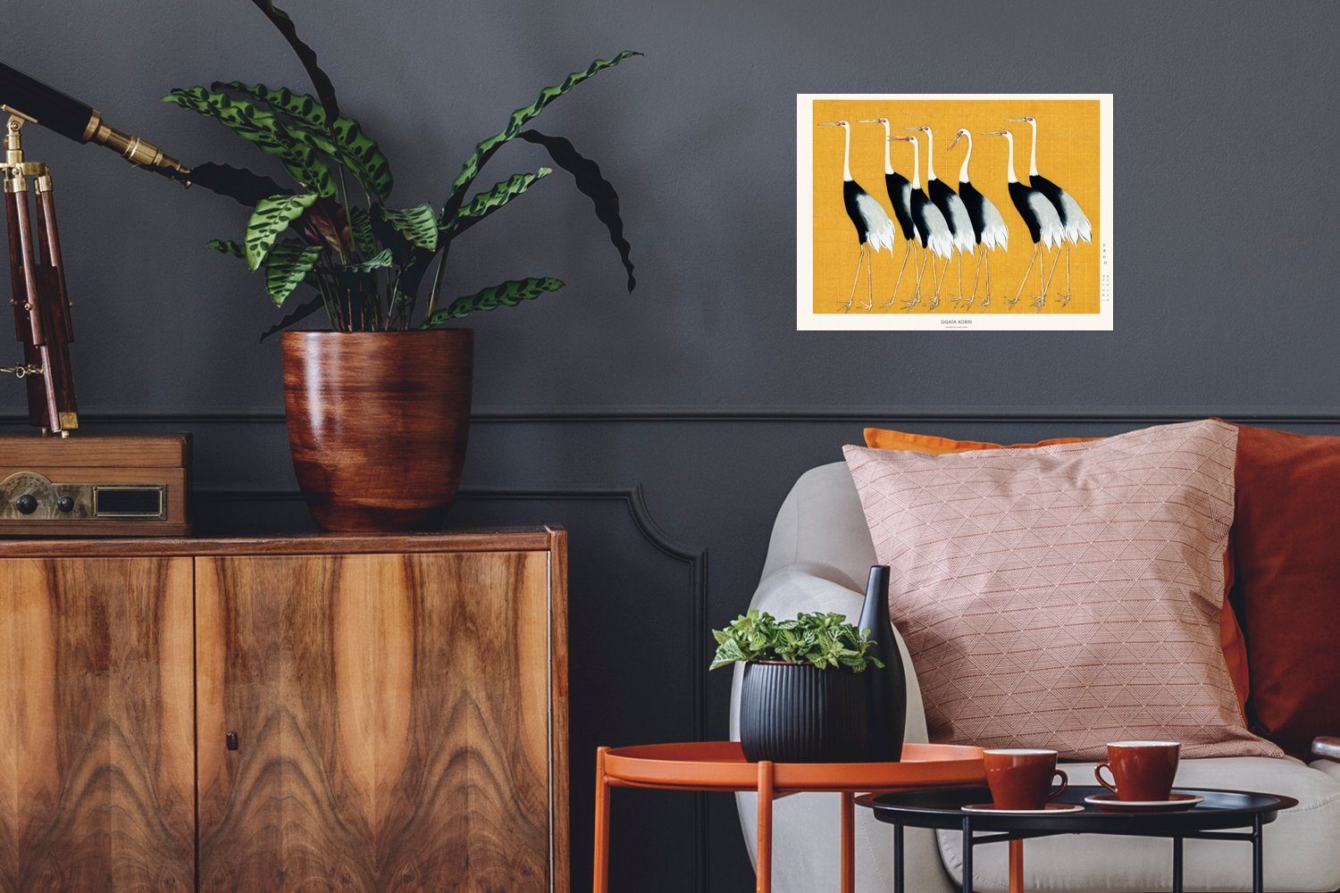 MuchoWow Poster Vögel - Tiere - Schwarz - Weiß - Gelb, (1 St), Poster, Wandbild, Wandposter für Wohnzimmer, Ohne Rahmen