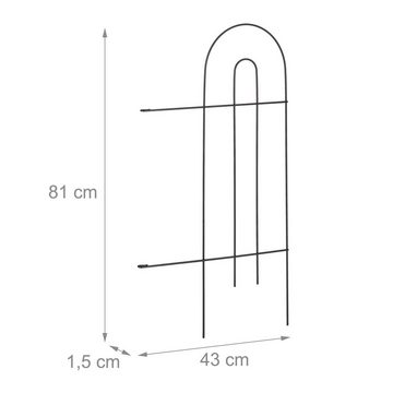 relaxdays Beetbegrenzung 6-teiliger Beetzaun aus Metall