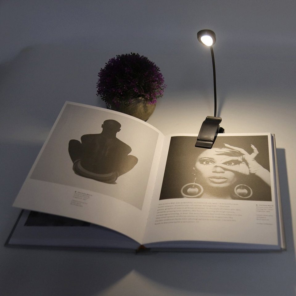AUKUU LED Nachtlicht LED Leselampe Leselampe Buch Klemme, Klemmlampe mit  5LEDs, Wiederaufladbare Klemmleuchte, 360° Flexibel für Nachtlesen ins Bett