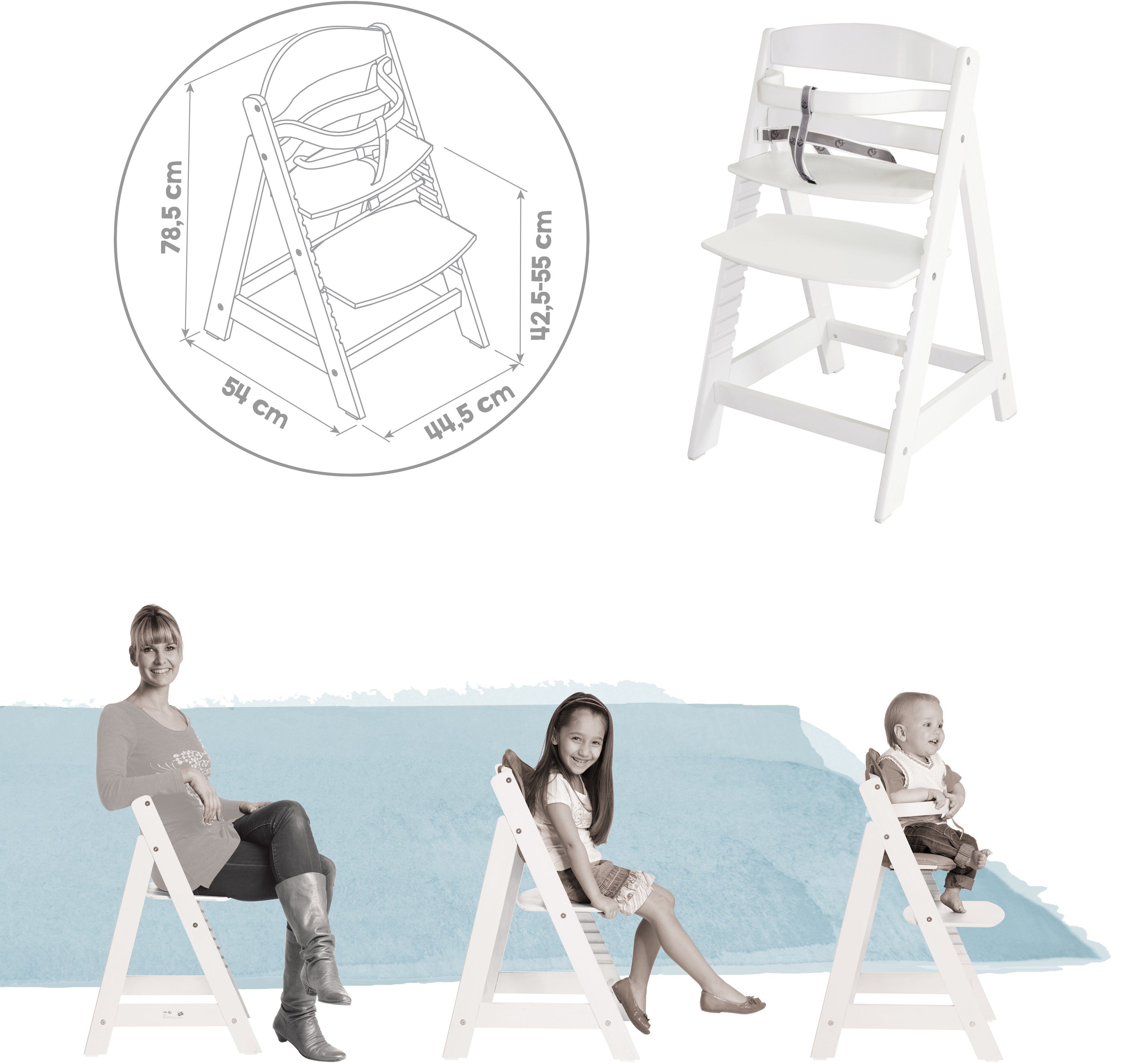 roba® Hochstuhl Treppenhochstuhl Sit up III, weiß, aus Holz