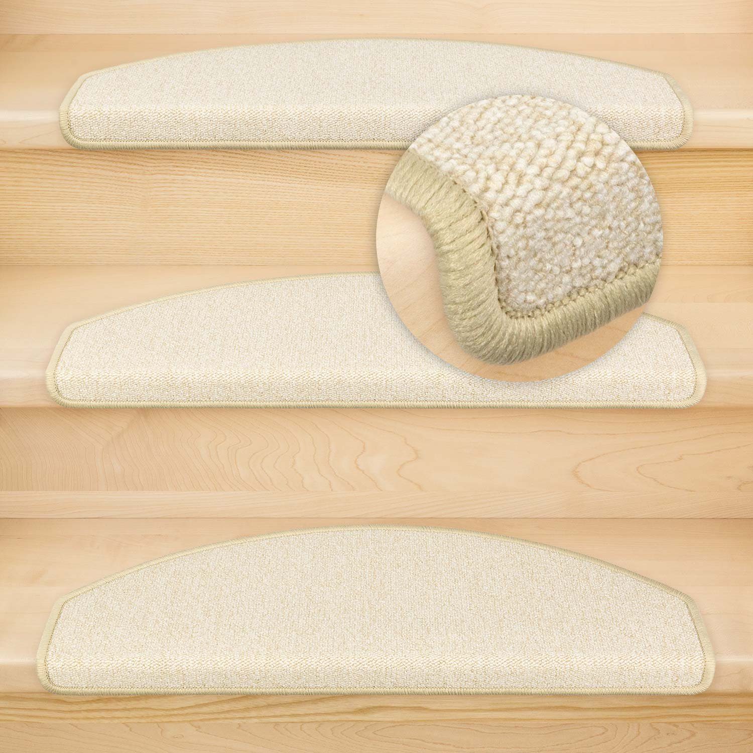 Metzker® Stufenmatte Stufenmatten DAS TEPPICHWERK Durango Halbrund in SparSets, halbrund, Höhe: 8 mm, 15 Stück im Set - Hellbeige – Bild 2 von 4