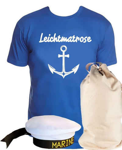 coole-fun-t-shirts Kostüm Matrosen Kostüm Set Leichtmatrose T-Shirt + Matrosenmütze + Sack