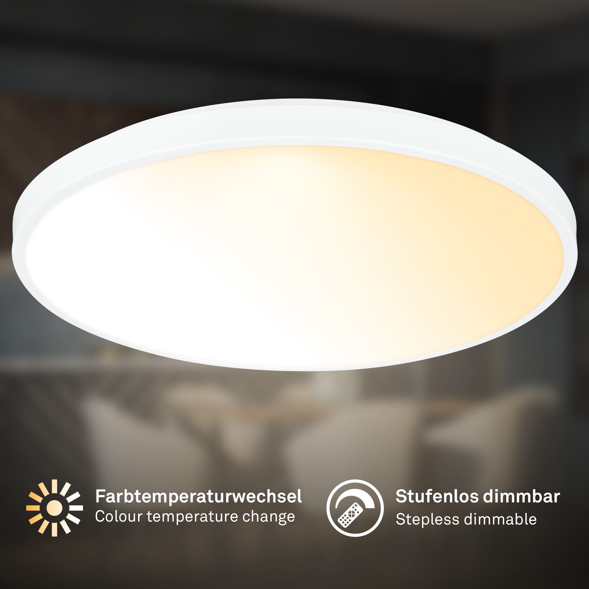 Briloner Leuchten Deckenleuchte FLAME Deckenlampe Aufbauleuchte, Farbtemperaturwechsel (CCT), LED fest integriert