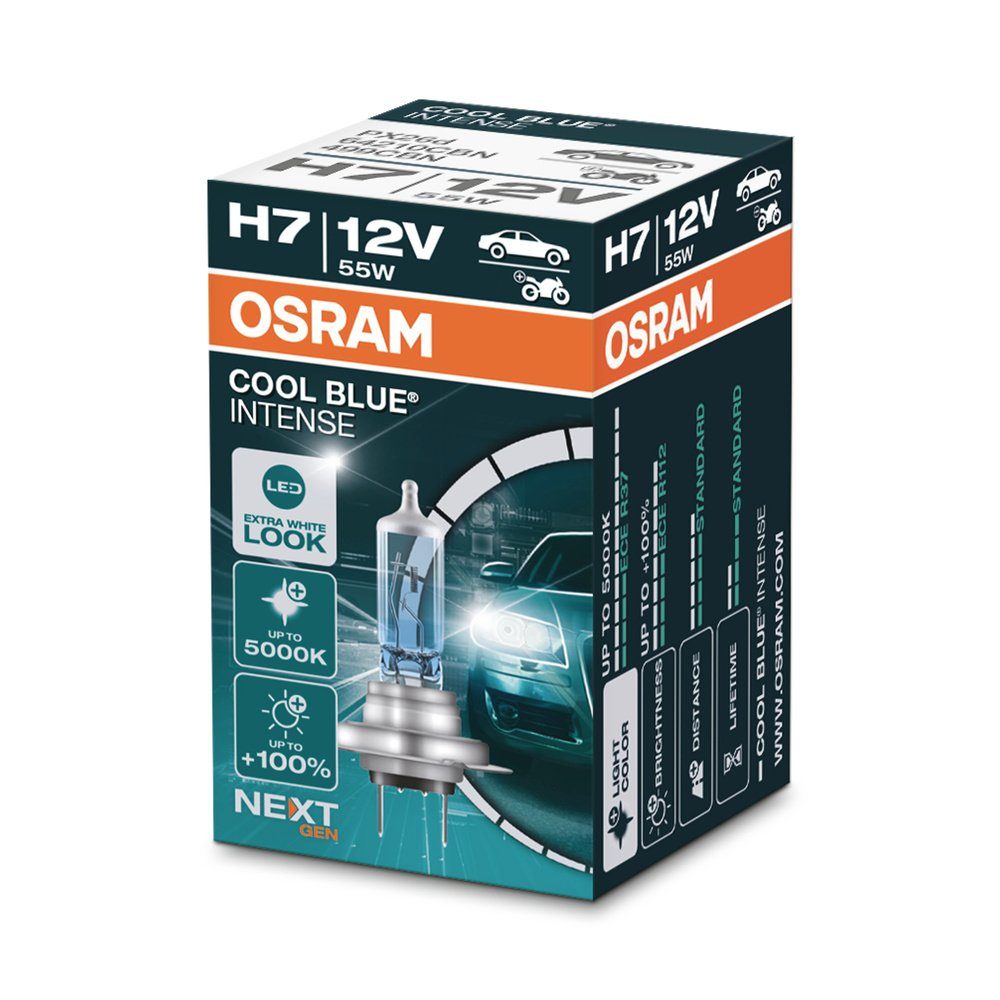 55 Osram W 12 KFZ-Ersatzleuchte H7 INTENSE Halogen 64210CBN BLUE® V OSRAM Leuchtmittel COOL