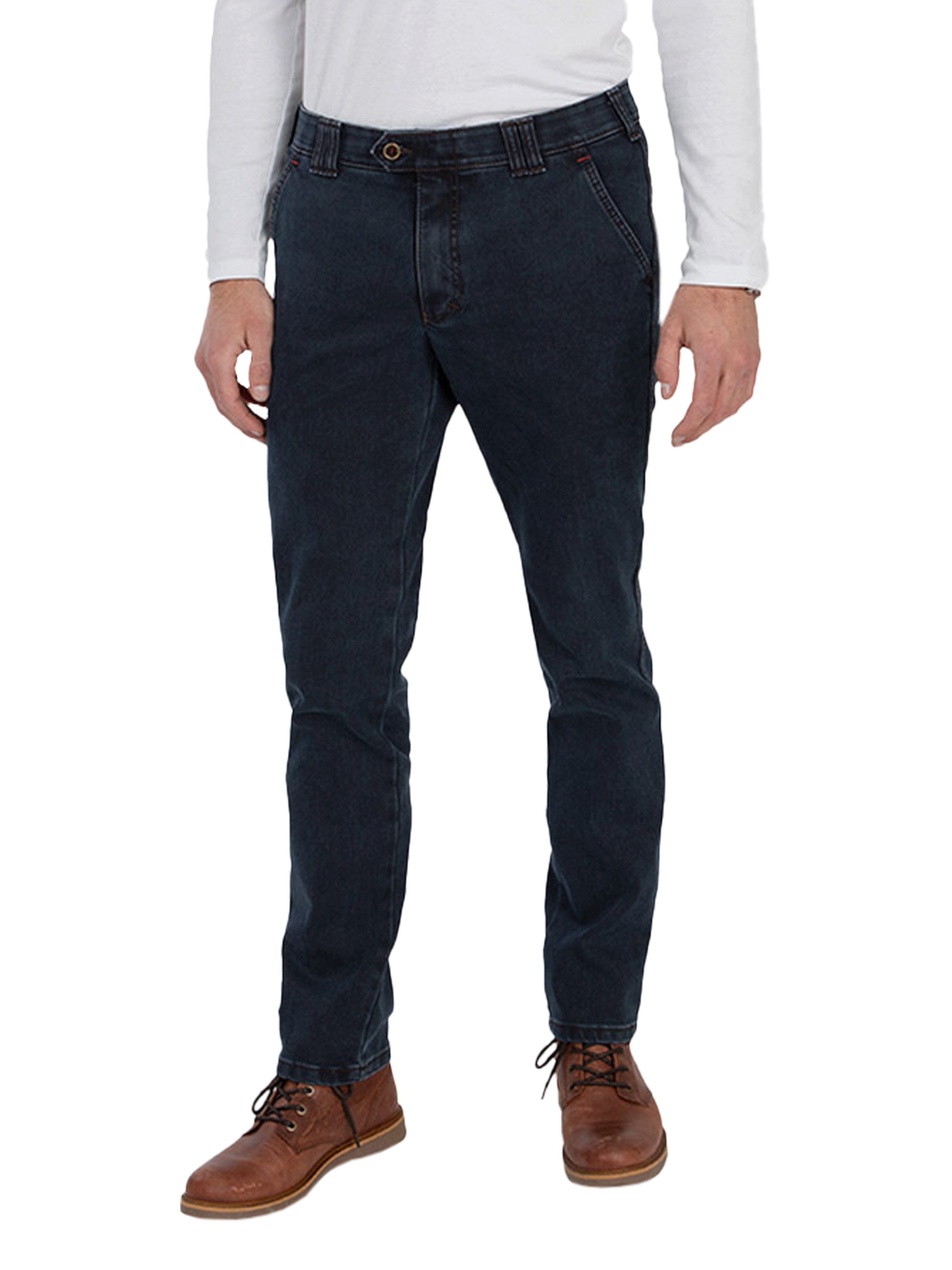 Club of Comfort Chinohose Chino/Flat Front Hose GARVEY 6822 - dunkelblau - Herrenhose - 27 Bequeme Flat Front-Hose, elastischer Komfortbund - High-Stretch-Denim