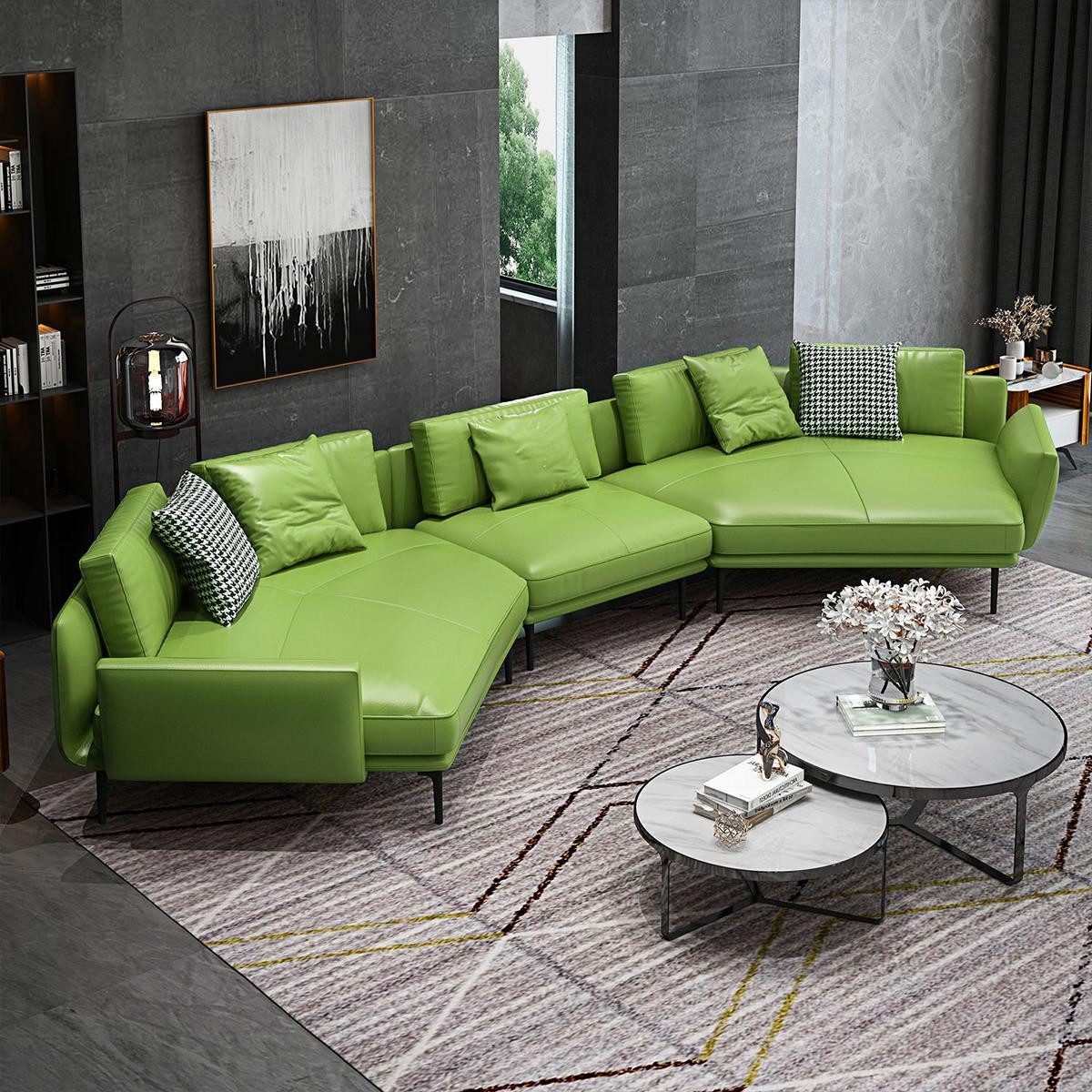 Xlmoebel Wohnlandschaft Elegantes U-förmiges Ecksofa mit hochwertiger Ledergarnitur, Ecksofa, Hergestellt in Europa