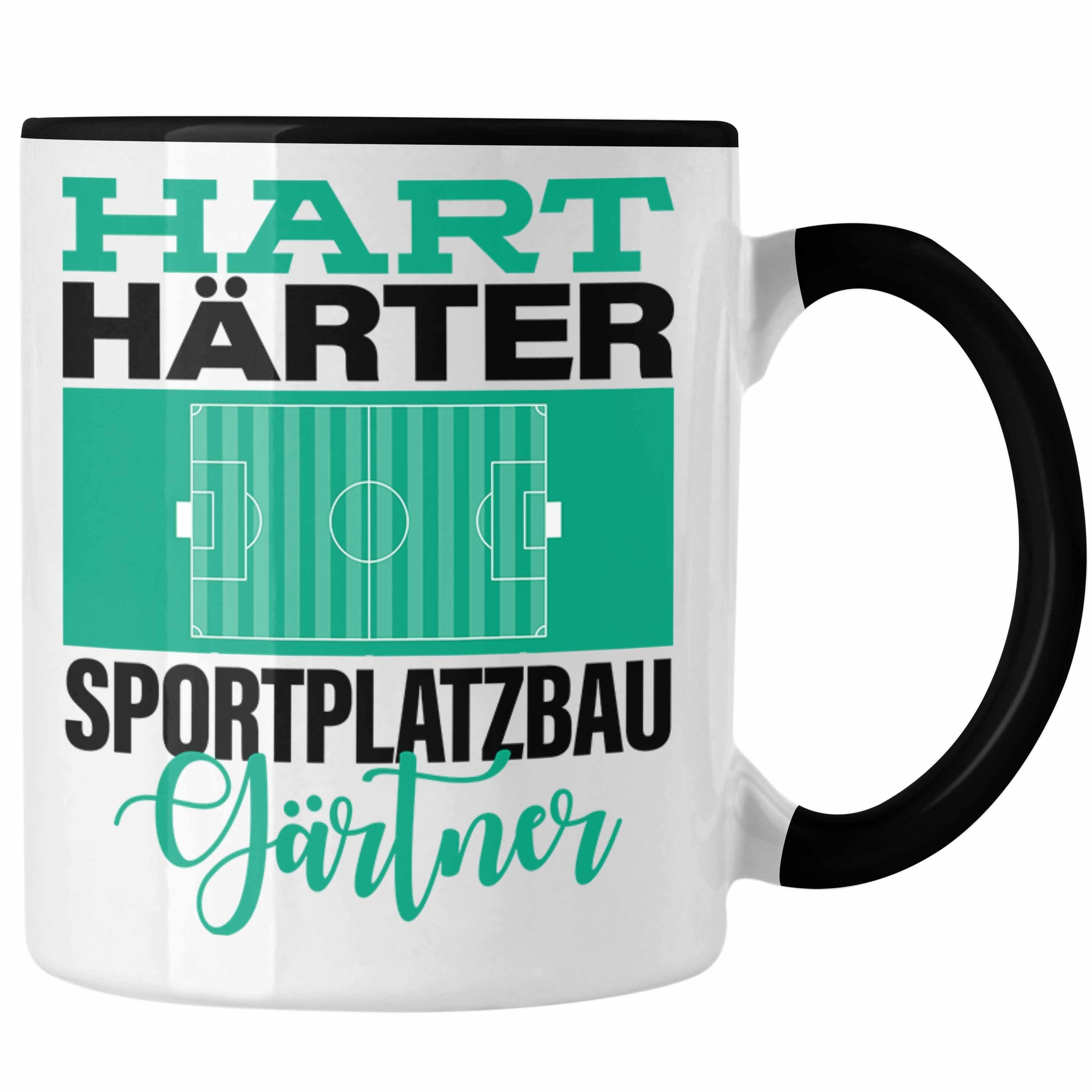 Trendation Tasse Tasse für Sportplatzbaugärtner Geschenkidee Spruch "Hart Härter Sportp Schwarz