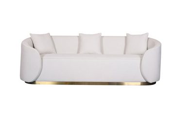 Livin Hill Sofa Nua, Weißer Samtstoff, goldener Edelstahlsockel, symmetrische Form