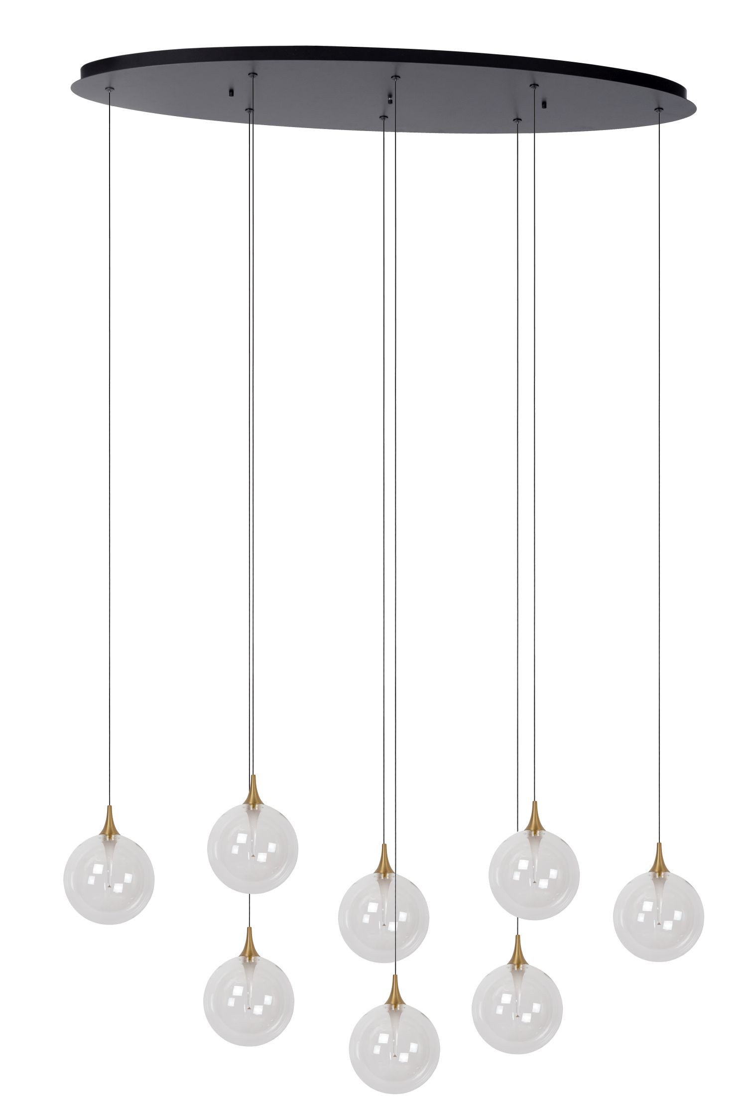 Licht-Erlebnisse Pendelleuchte WERIN, LED fest integriert, Warmweiß, LED Glas Metall H: max. 150 cm Schwarz Kugelschirm 350 lm Modern