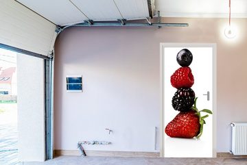 MuchoWow Türtapete Obst - Rot - Himbeere, Matt, bedruckt, (1 St), Fototapete für Tür, Türaufkleber, 75x205 cm
