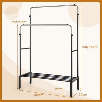 COSTWAY Kleiderständer, mit Kleiderstangen, Ablage, höhenverstellbar bis 60kg