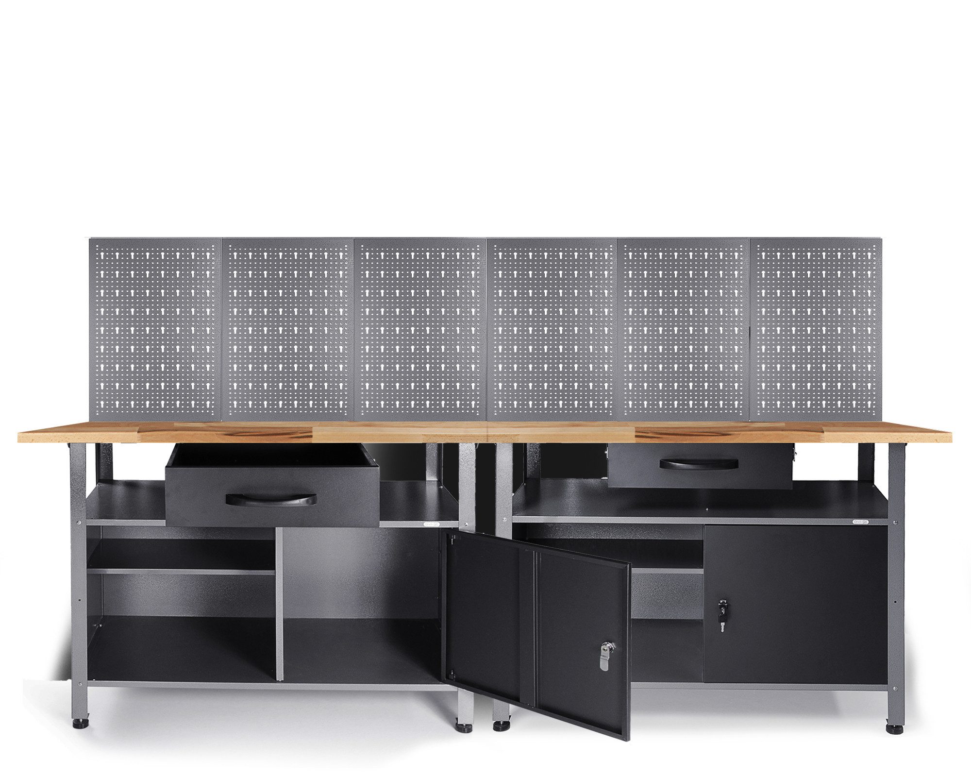 ONDIS24 Werkstatt-Set Werkstatt Set Klaus 240cm + 6Lochwände, (6-tlg)