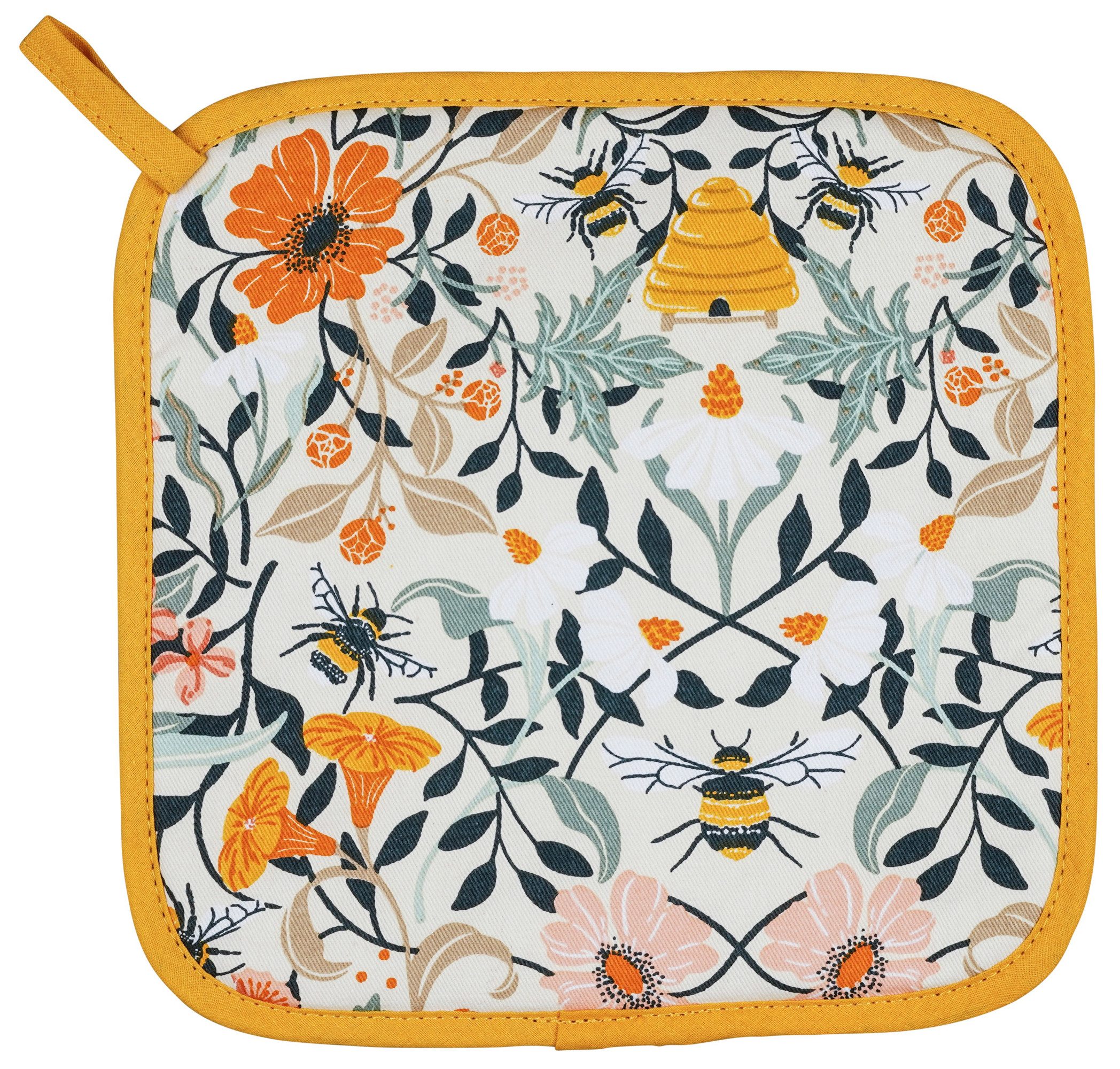 Ulster Weavers Topflappen Bee Bloom, (1-tlg., 1-teilig), 1x Topflappen hitzebeständig wattiert Pfannen Untersetzer ca.21x21cm