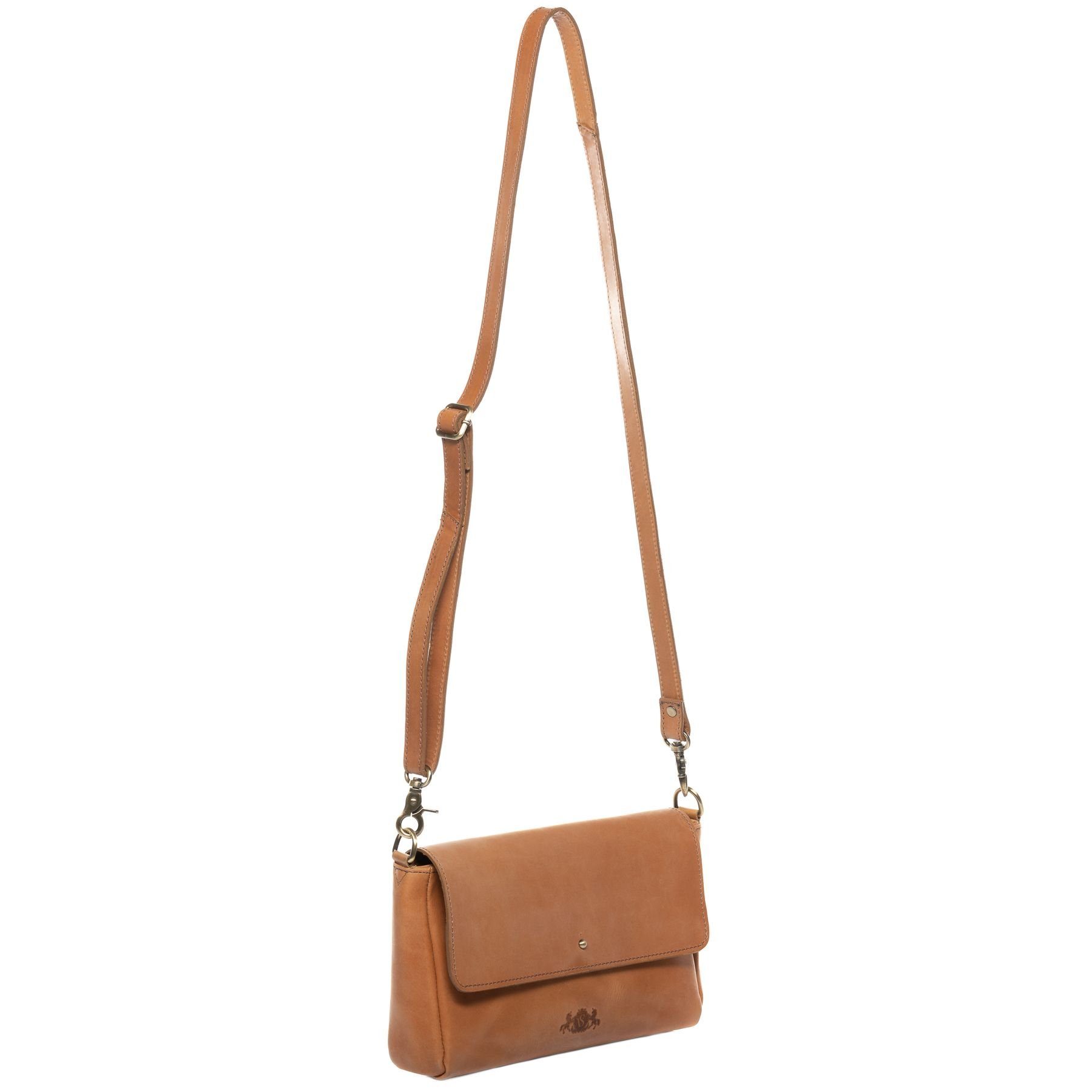 SID & VAIN Umhängetasche echt Leder Schulter groß natural-hell-tan, Abendtasche Echtleder für Damen, Umhängetasche hellbraun