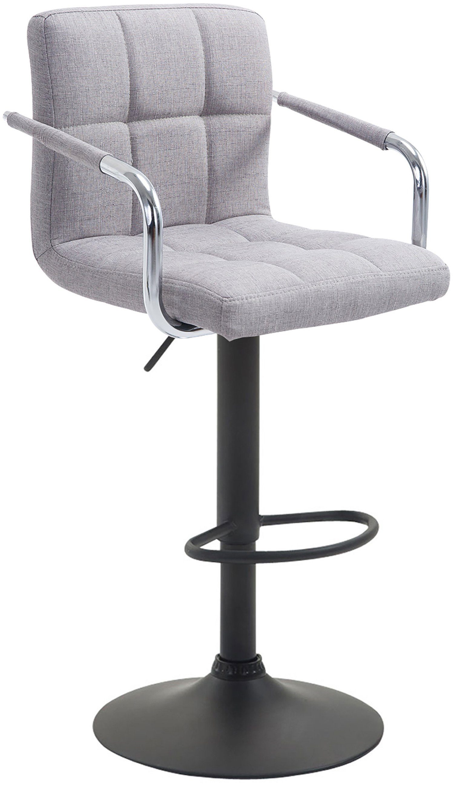 Barhocker - 360° - Theke drehbar Metall & Rückenlehne Sitzfläche: Gestell: V2 - Grau TPFLiving (mit schwarz für Lucy Hocker höhenverstellbar Barstuhl Küche), Stoff -