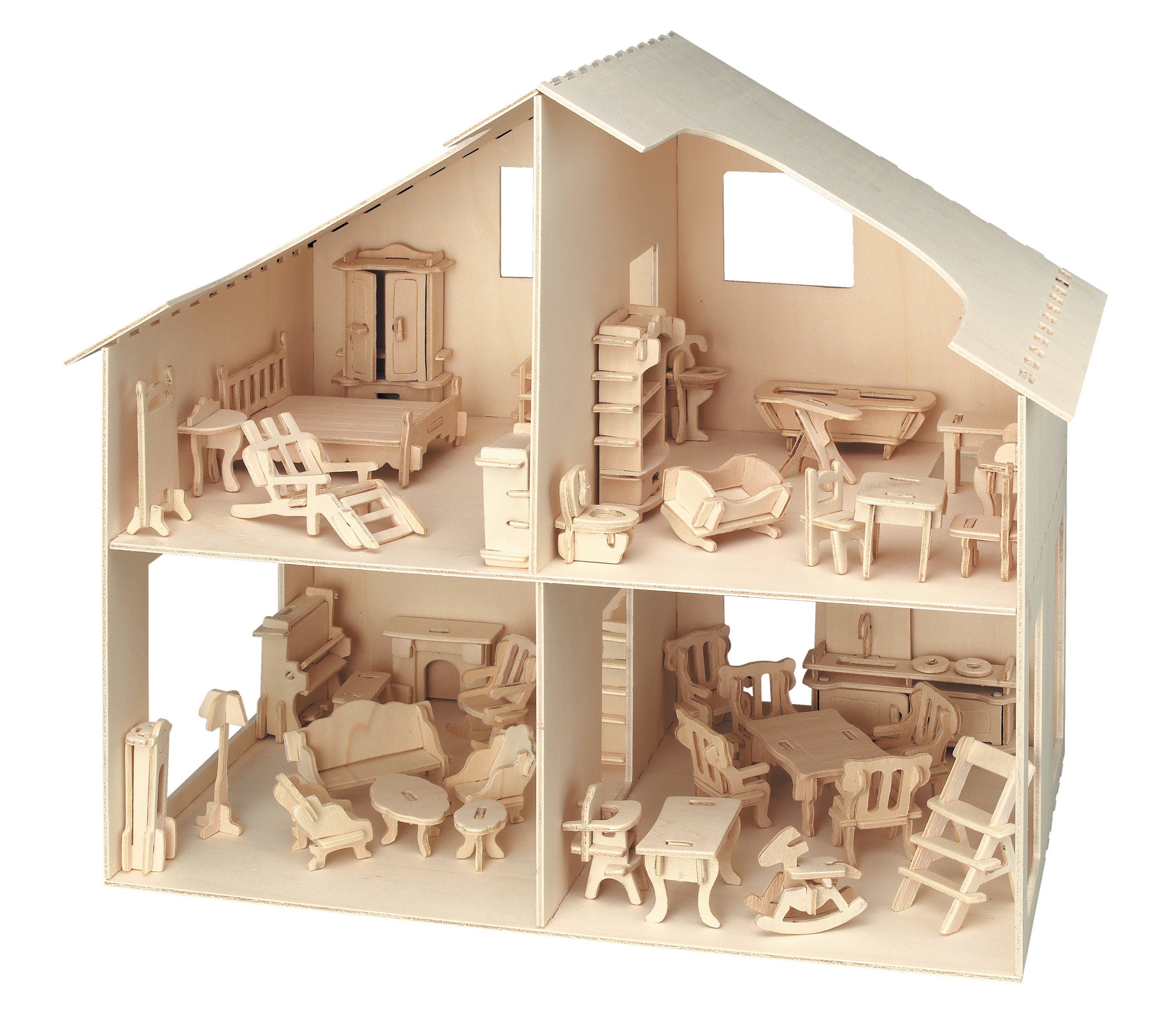 880, Möbeln, 252 Pebaro 3D-Puzzle Holzbausatz mit Puppenhaus Puzzleteile