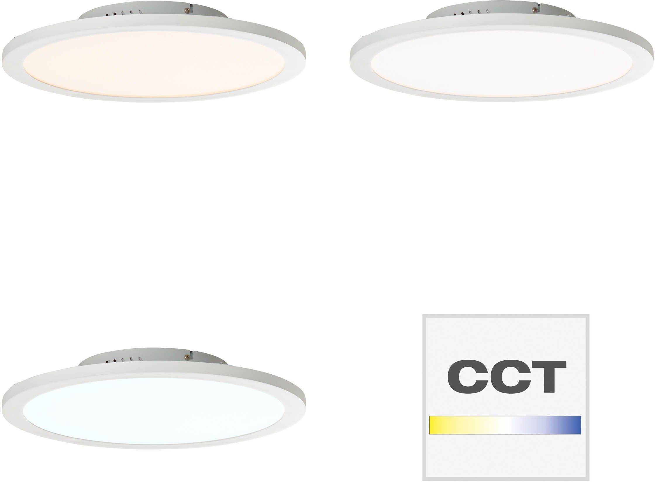 Brilliant LED Deckenleuchte Abie, LED fest integriert, Farbwechsler, Ø 40 cm, RGB, dimmbar, CCT, Fernbedienung, Metall/Kunststoff, weiß