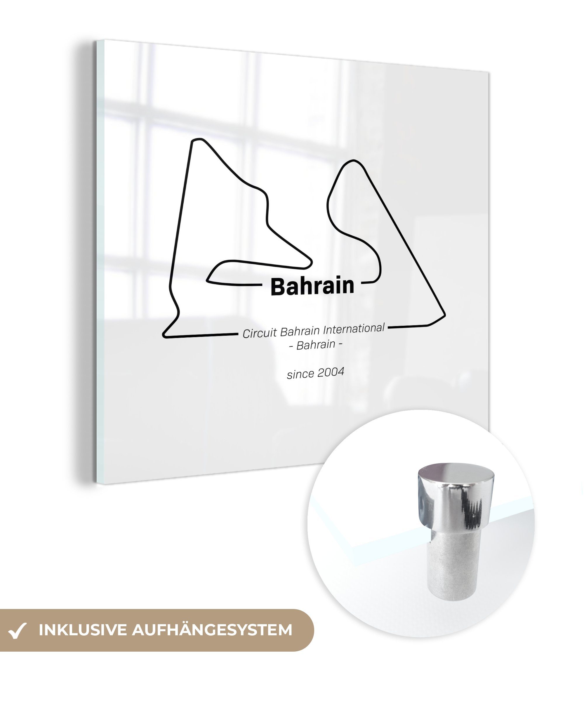 Glasbilder auf Glas Acrylglasbild Formel - Wandbild - auf Foto - - Wanddekoration MuchoWow Bahrain Glas Bilder St), (1 Rennstrecke, - 1