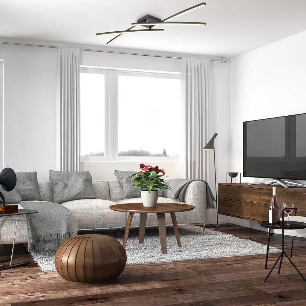 B.K.Licht Deckenleuchte LED Deckenlampe 20W 3.000K 2.200lm Schwarz - BKL1416, LED fest integriert, Warmweiß, 4-flammig Schwenkbar Wohnzimmer Schlafzimmer – Bild 3 von 5