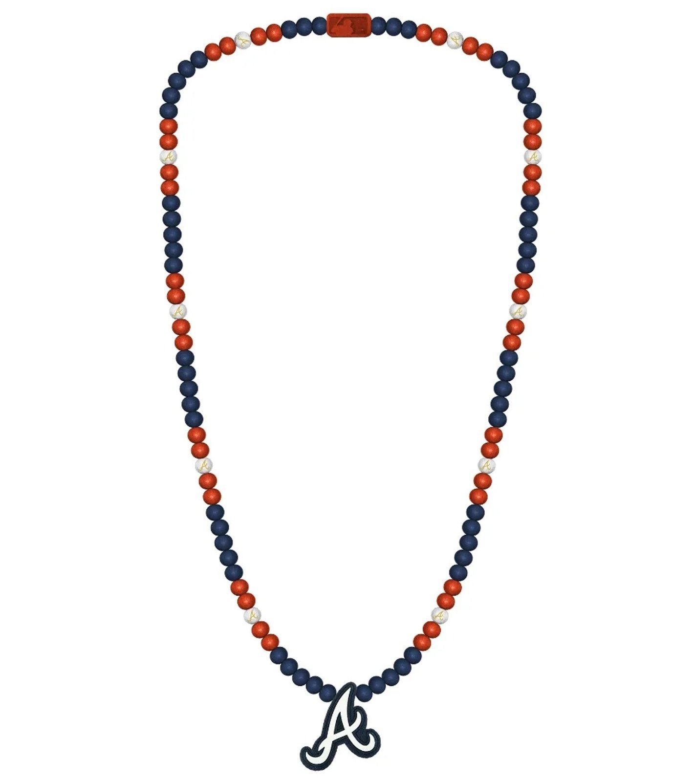 WOOD FELLAS Halsband WOOD FELLAS Kette Holz-Kette coole Perlen-Kette mit Atlanta Braves Anhänger Mode-Schmuck Bunt | Halsketten