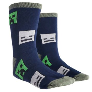 Minecraft Langsocken Minecraft Creeper Zombie Skelett Kinder Jungen lange Socken 6er Pack (6-Paar) Gr. 27 bis 38