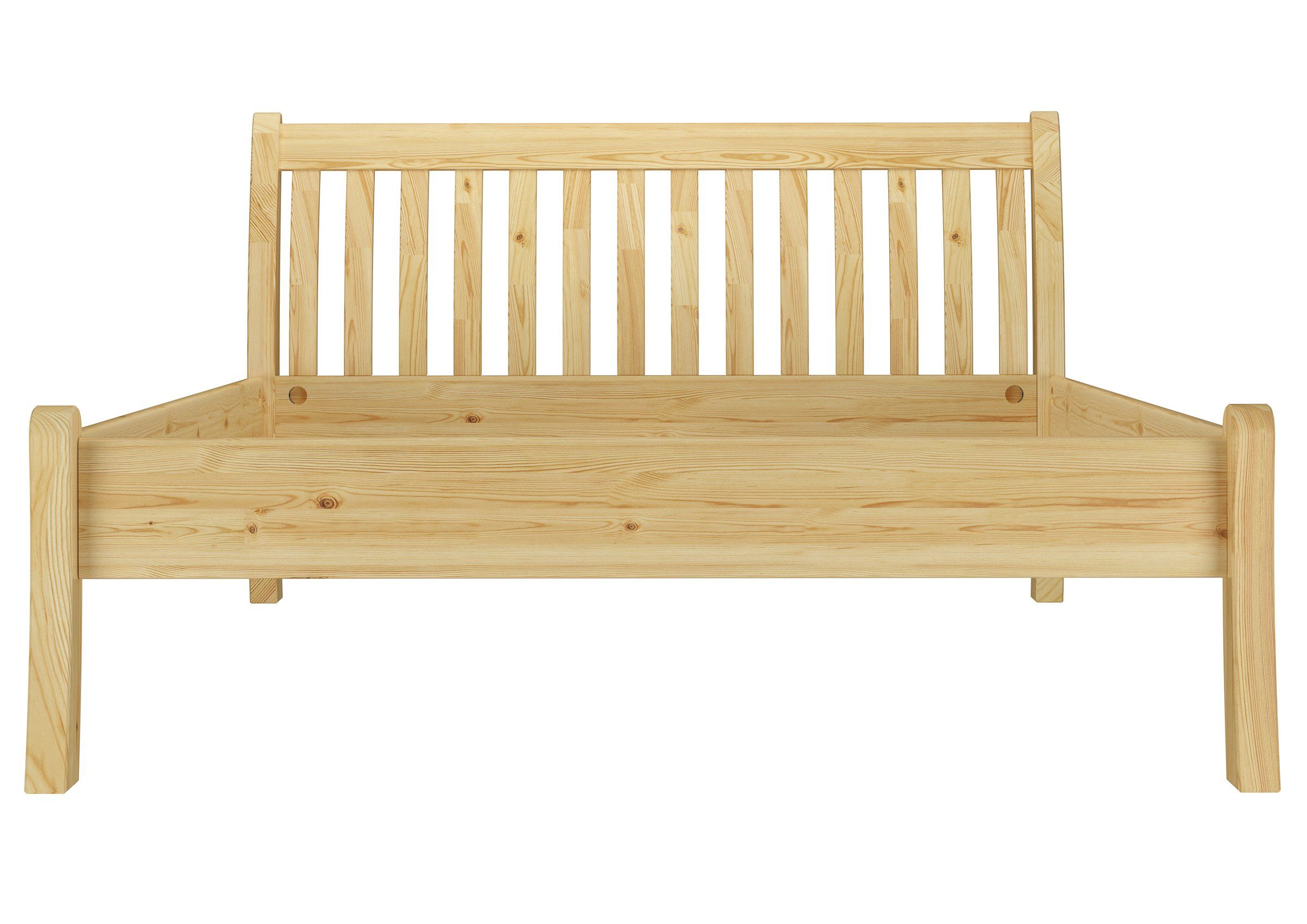 geschwungen, Kieferfarblos 160x200 Bett Kiefer-Doppelbett cm Modernes ERST-HOLZ Bauart lackiert