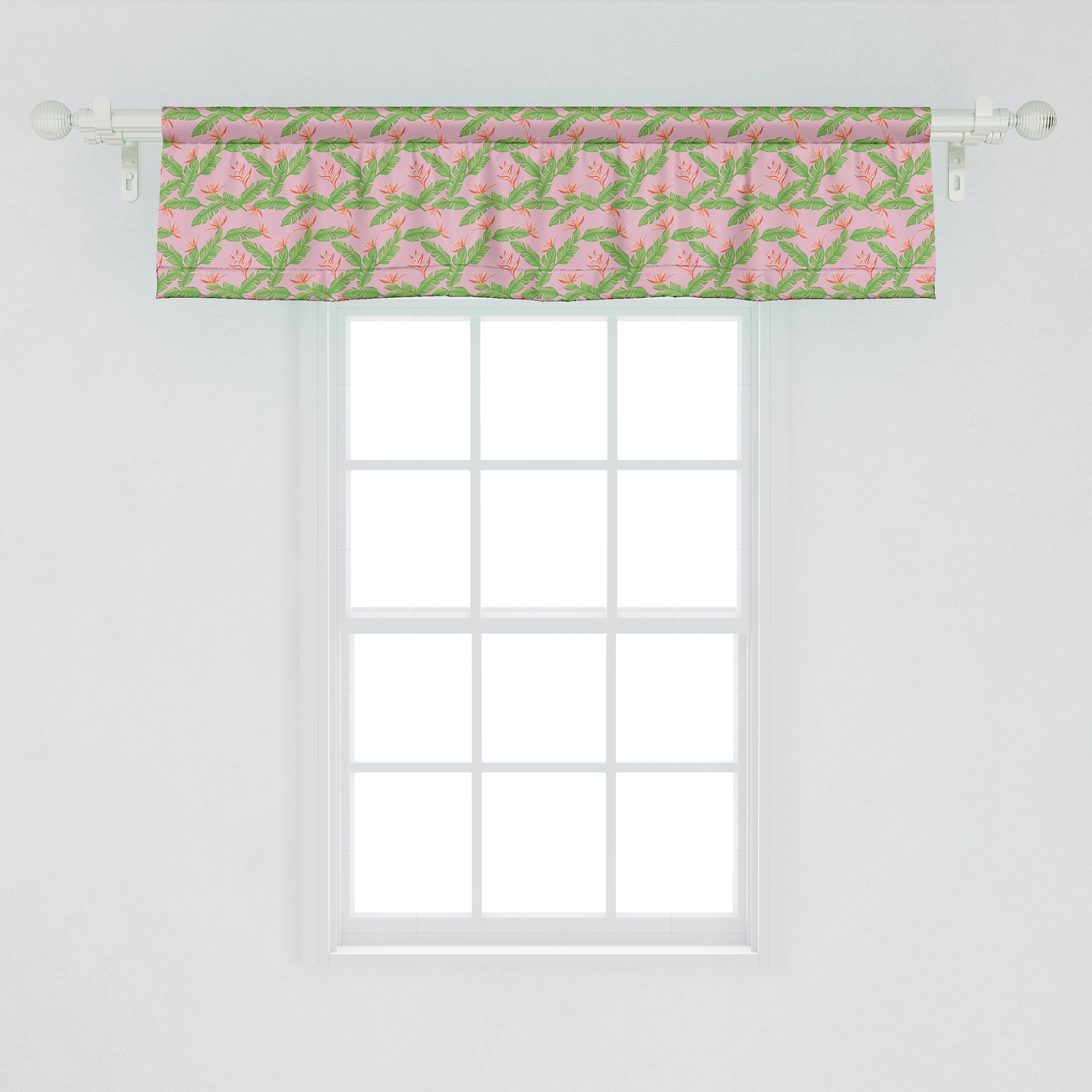 Scheibengardine Vorhang Volant für Schlafzimmer mit Dekor Palmate Paradies Microfaser, Küche Exotisch Tropisches Stangentasche, Abakuhaus