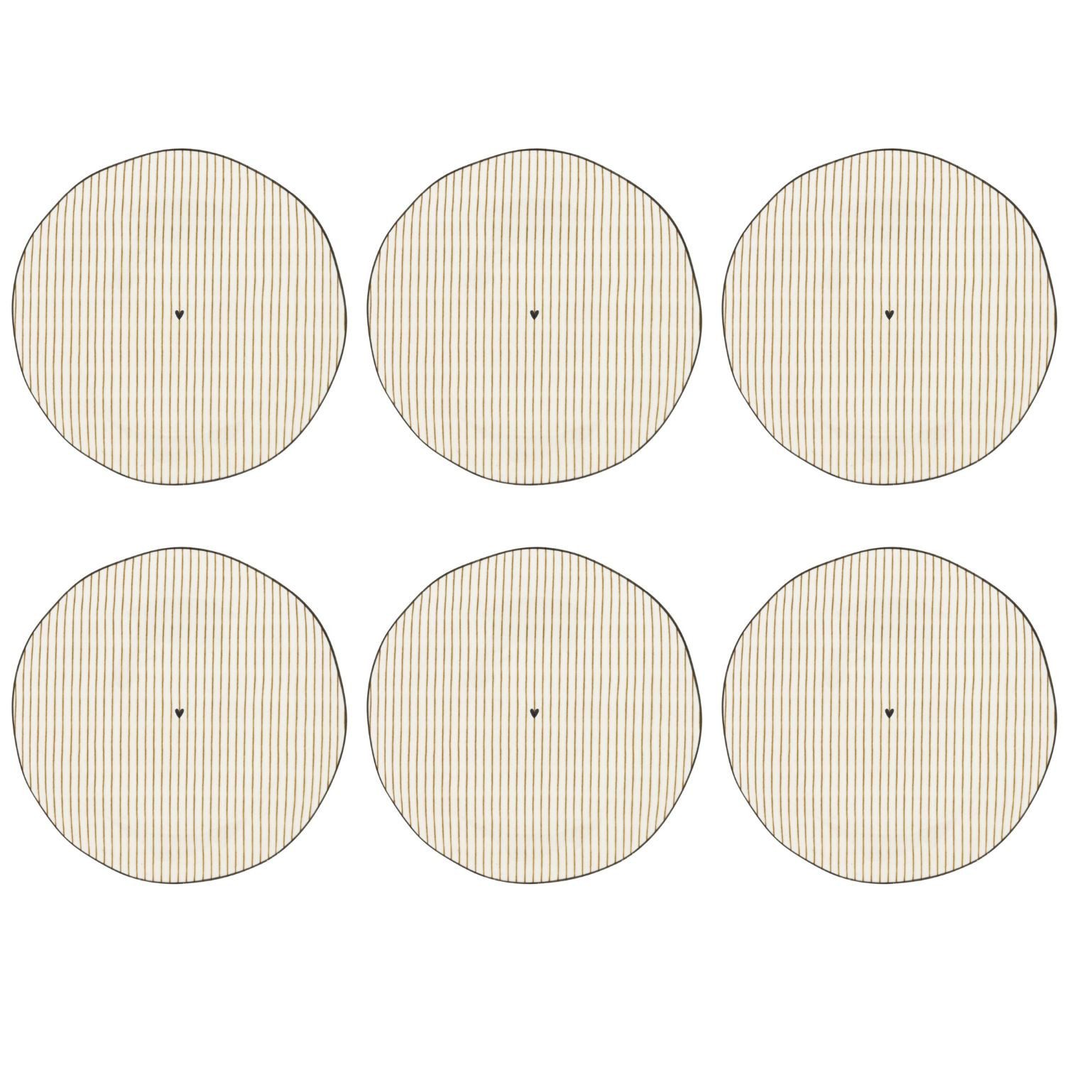 Bastion Collections Kuchenteller Karamell, Höhe: 2cm, Farbe: Weiß, Motiv: Streifen