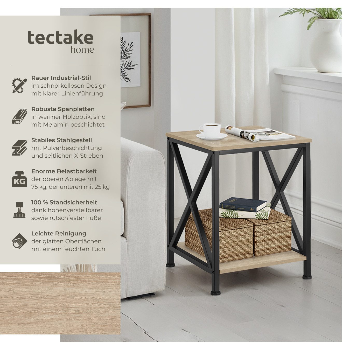 tectake Beistelltisch Carlton (1-St., 1 tlg), günstig online kaufen