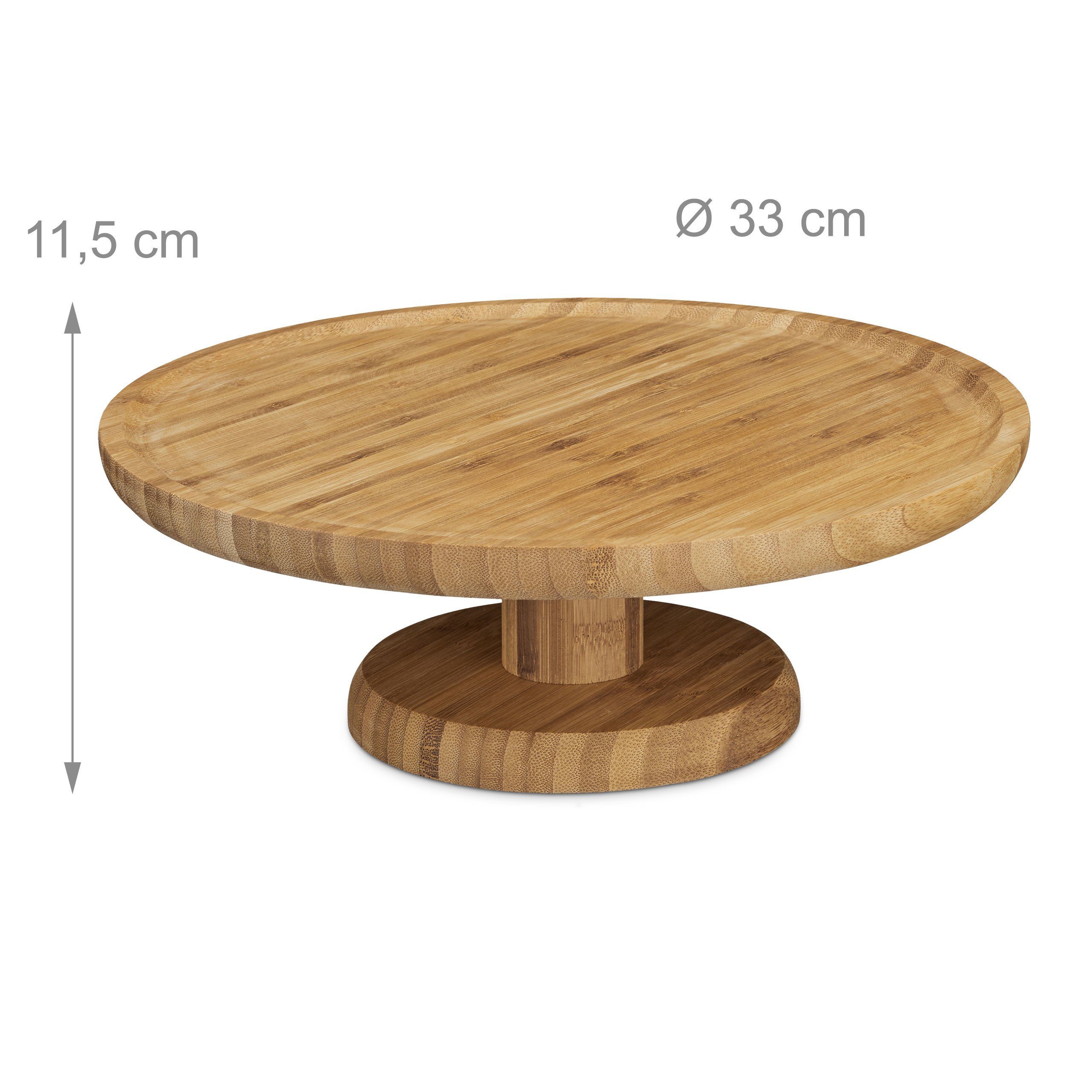 relaxdays Tortenplatte 2 x Tortenplatte Bambus Ø 33 cm, Bambus