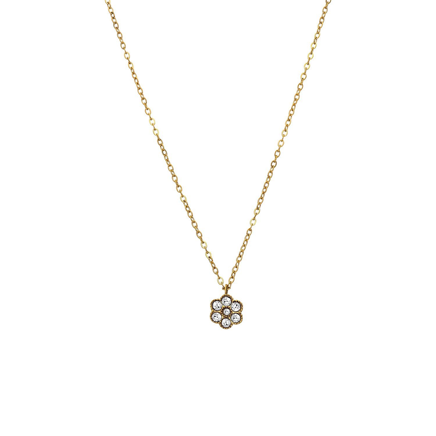 LUCARDI Kette mit Anhänger Halskette - Stahl - Gold - Zirkonia - Damen