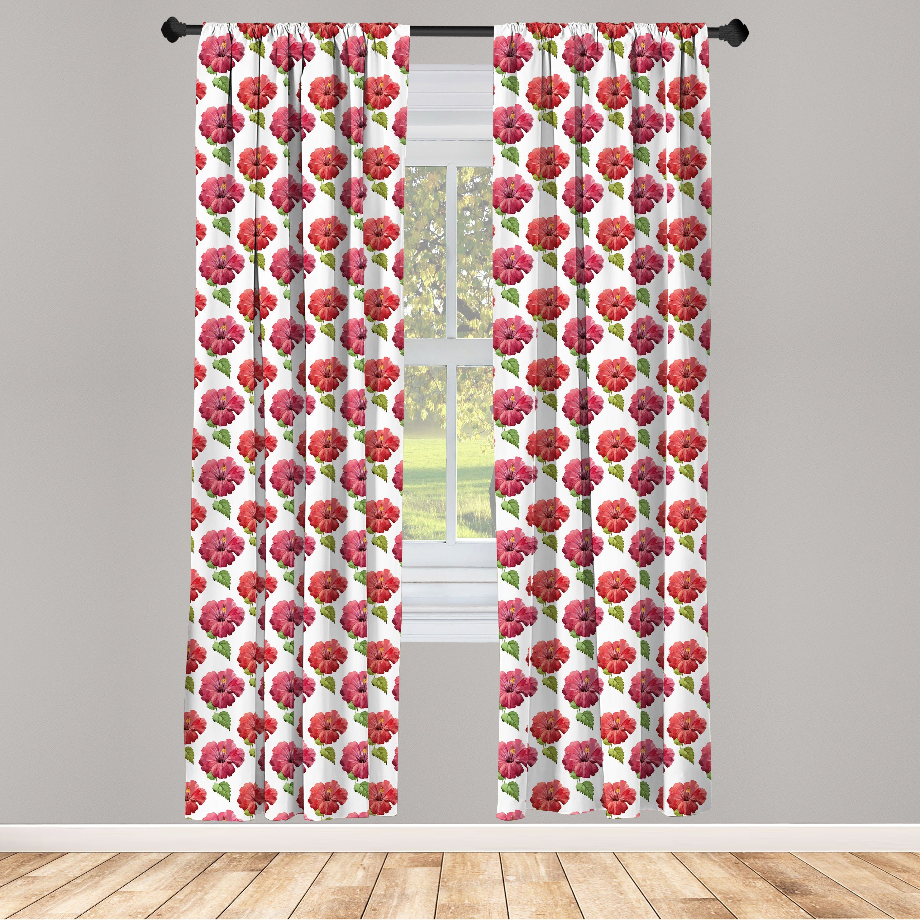 Gardine Vorhang für Wohnzimmer Schlafzimmer Dekor, Abakuhaus, Microfaser, Luau Blumen von Tropical Places
