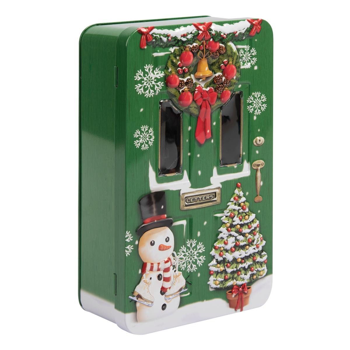 POWERHAUS24 Keksdose Blechdose weihnachtliche Haustür ca. 20,5 x 12 cm, Blech, (Einzelartikel)