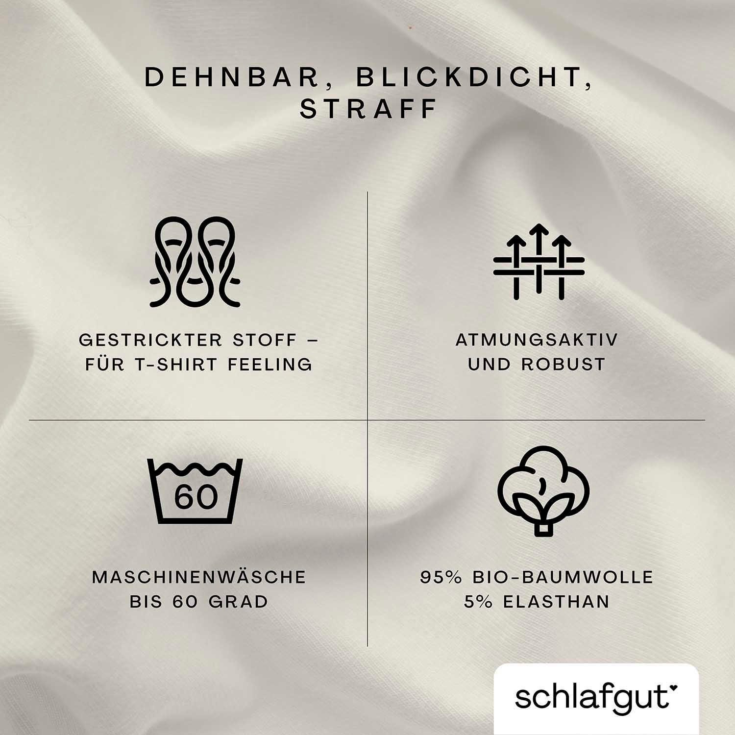 Schlafgut Spannbettlaken PURE Bio-Baumwolle mit Elasthan, 170 g/m², Bettlaken, Spannbetttuch, Jersey, Gummizug: rundum, (1 Stück), PREMIUM Laken für Matratzen bis 30cm Höhe, dehnbar blickdicht, straff