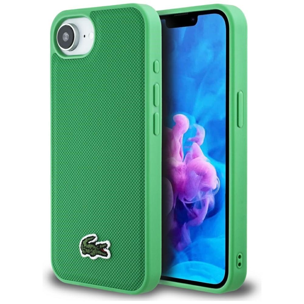 Lacoste Handyhülle iPhone 16e Petit Piquet grün MagSafe Logo Krokodil 6,1 Zoll, Kantenschutz