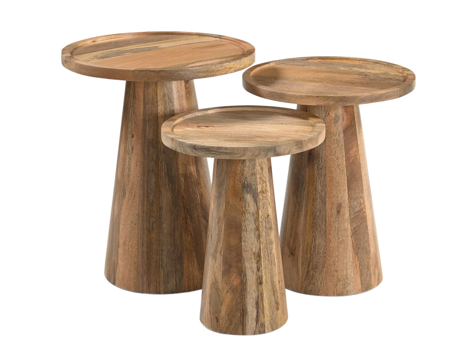 Villa Möbel Beistelltisch Conische (Packung, 1-St., 1 St. Beistelltisch), Beistelltisch Set Mangoholz natur drei Größen flexibel