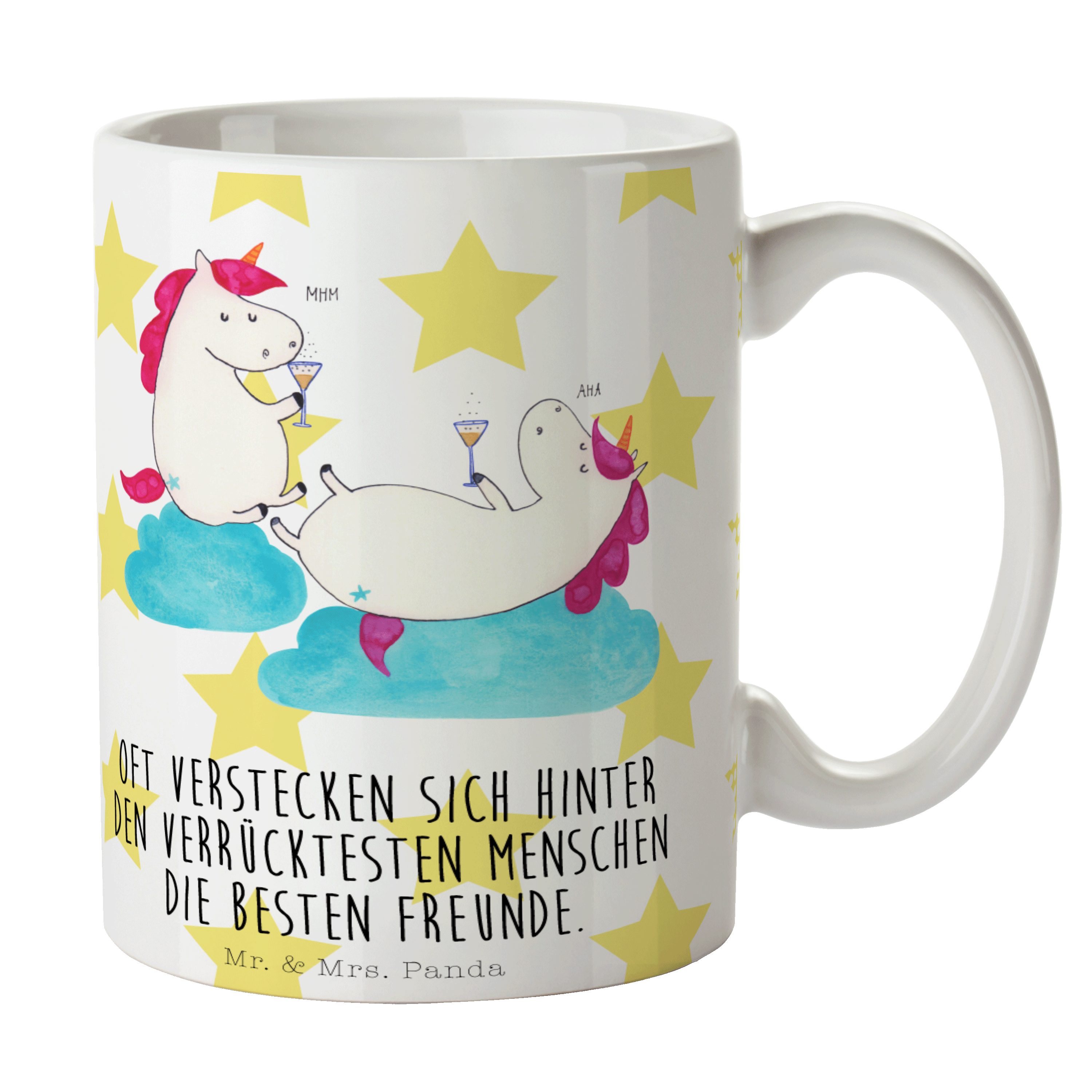 Mr. & Mrs. Panda Tasse Einhörner Sekt - Weiß - Geschenk, Kaffeebecher, BFF, Tasse Motive, G, Keramik