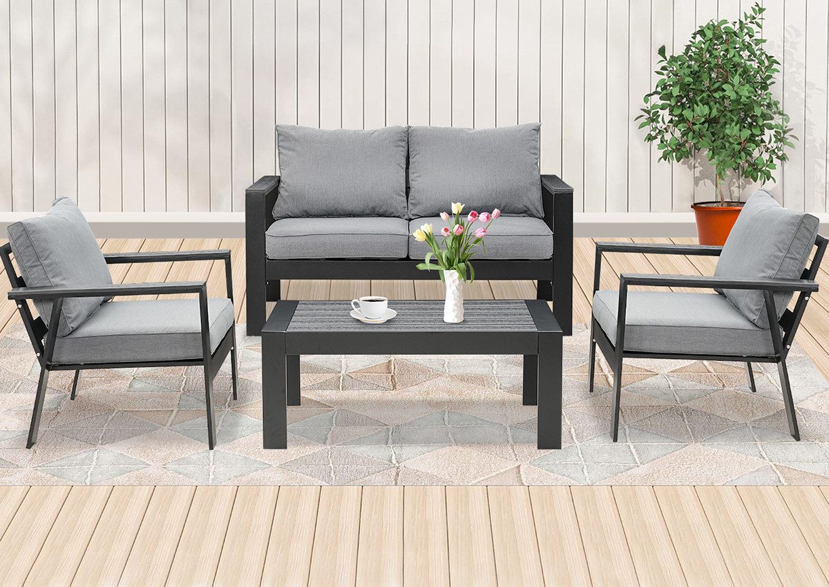 MeXo Gartenlounge-Set Gartenmöbel Set Aluminium Loungeset günstig online kaufen