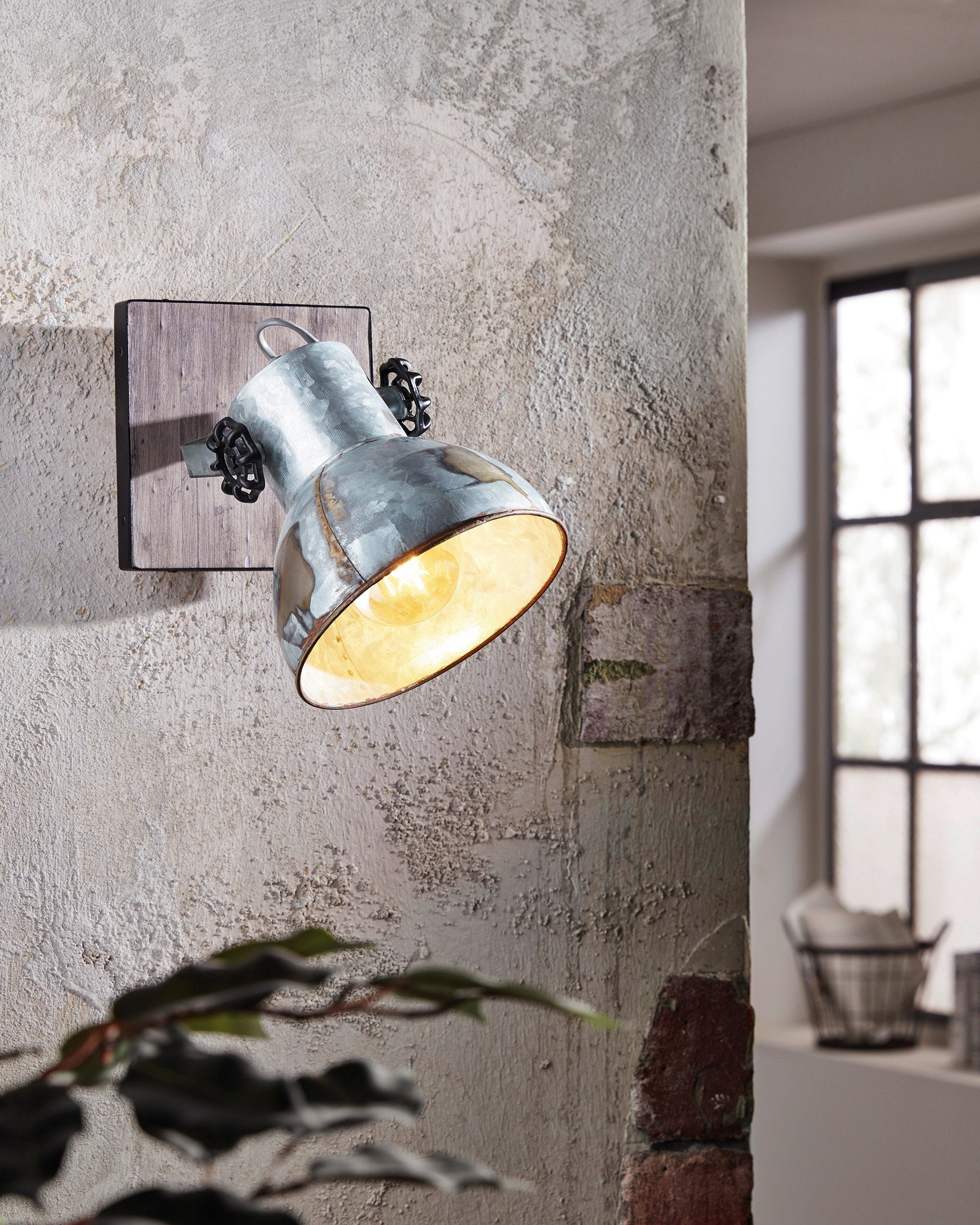 EGLO Wandstrahler BARNSTAPLE, ohne Leuchtmittel, Wandspot aus Stahl, schwenkbar, exkl. E27 (max. 40W), Lampe, Spot