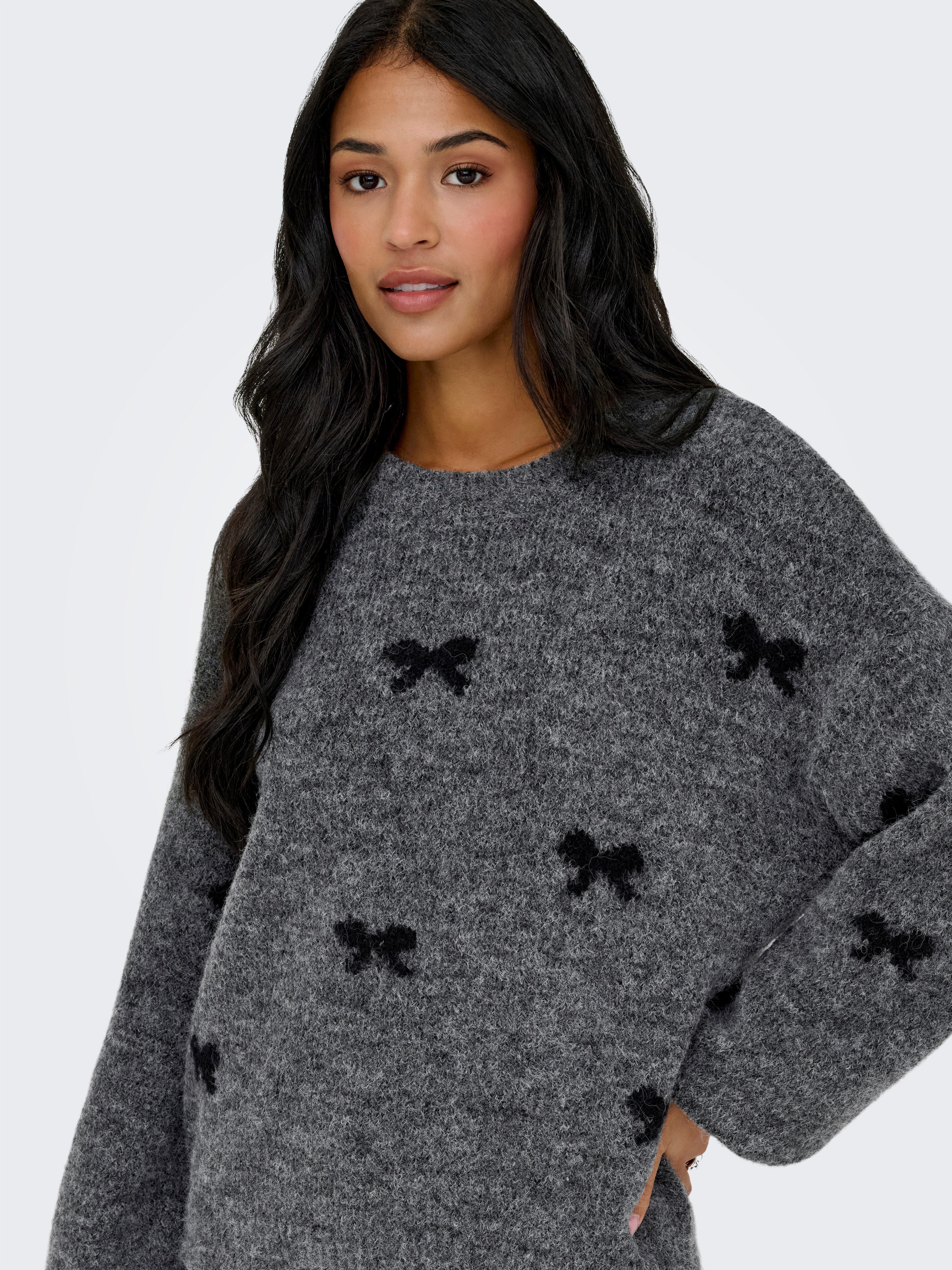 ONLY Rundhalspullover ONLBRUNHILDA LIFE LS BOW O-NECK KNT